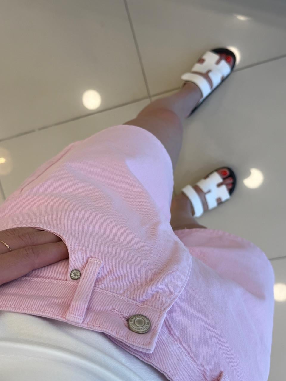 ŞEHİR BOY DENİM ŞORT PEMBE