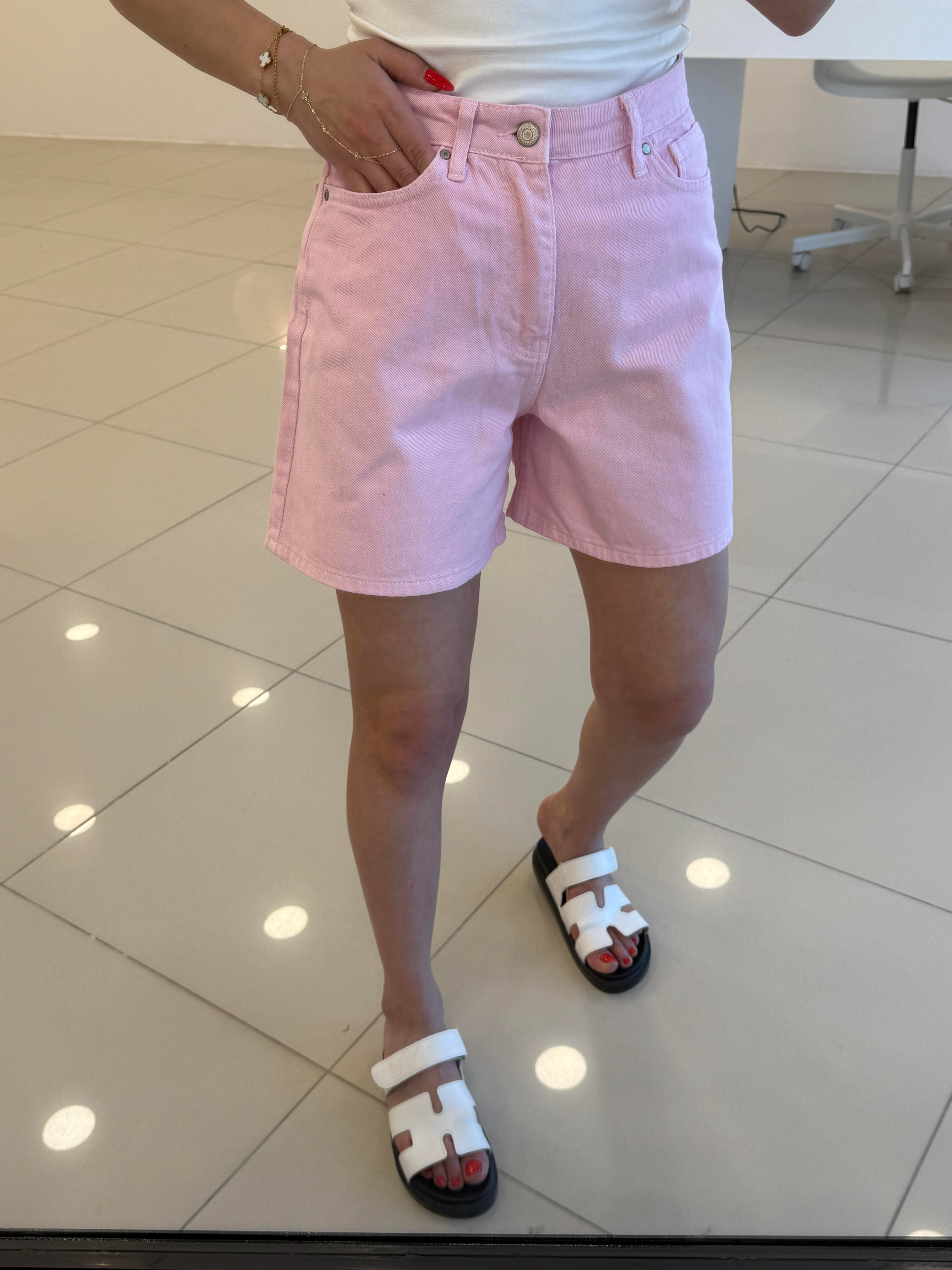 ŞEHİR BOY DENİM ŞORT PEMBE