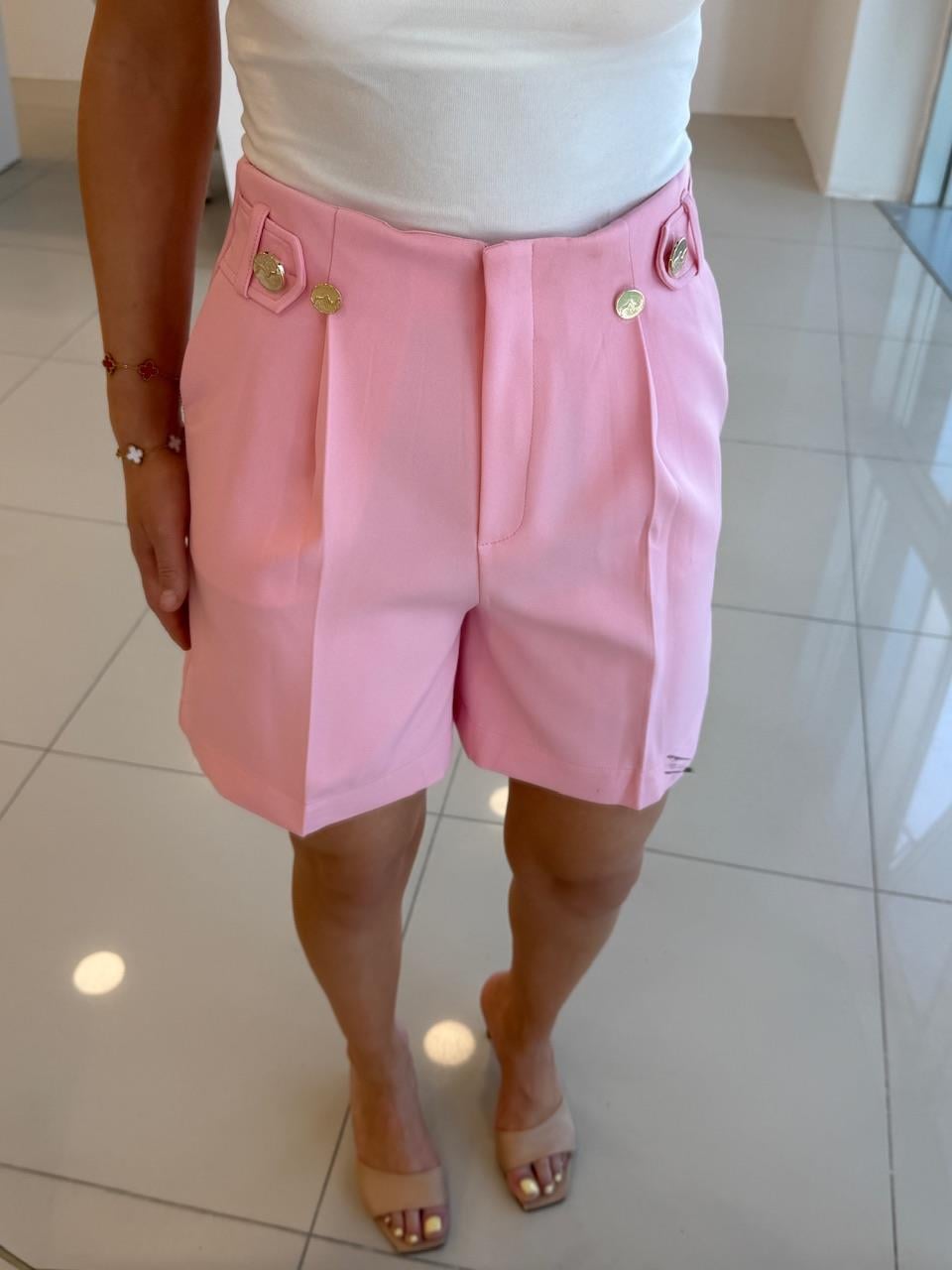 ŞEHİR BOY GOLD DÜĞMELİ ŞORT PEMBE