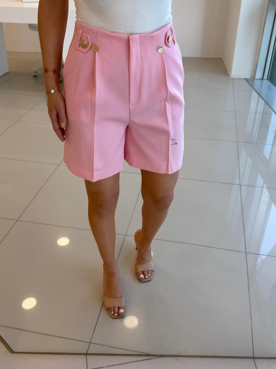 ŞEHİR BOY GOLD DÜĞMELİ ŞORT PEMBE