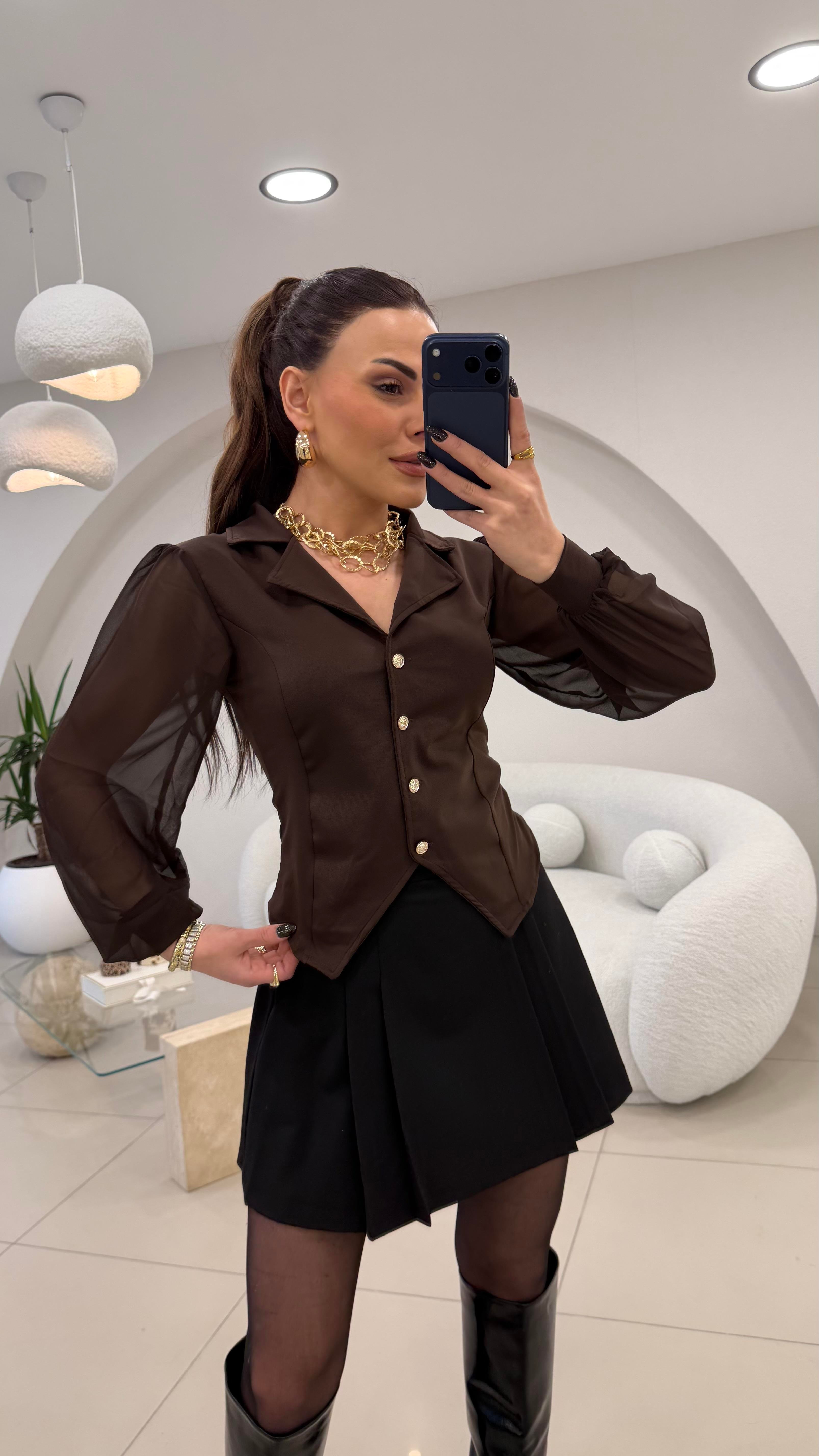 ŞİFON KOL GÖLEK KAHVE