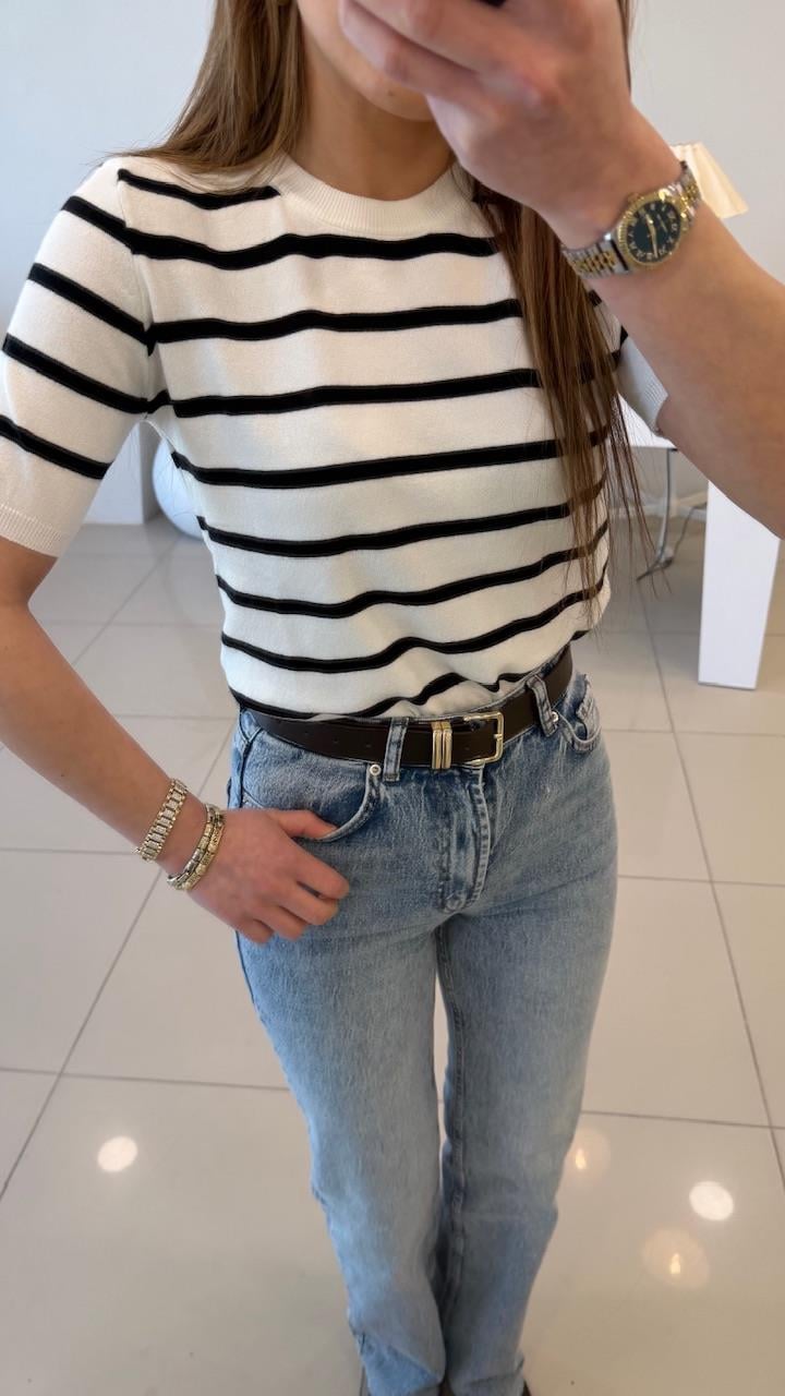 SİYAH ÇİZGİLİ PAMUK BASİC TRİKO