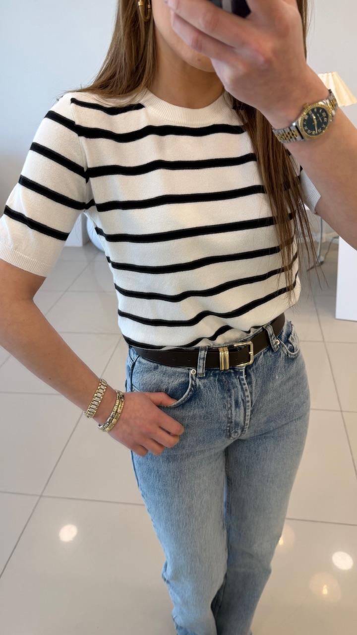 SİYAH ÇİZGİLİ PAMUK BASİC TRİKO