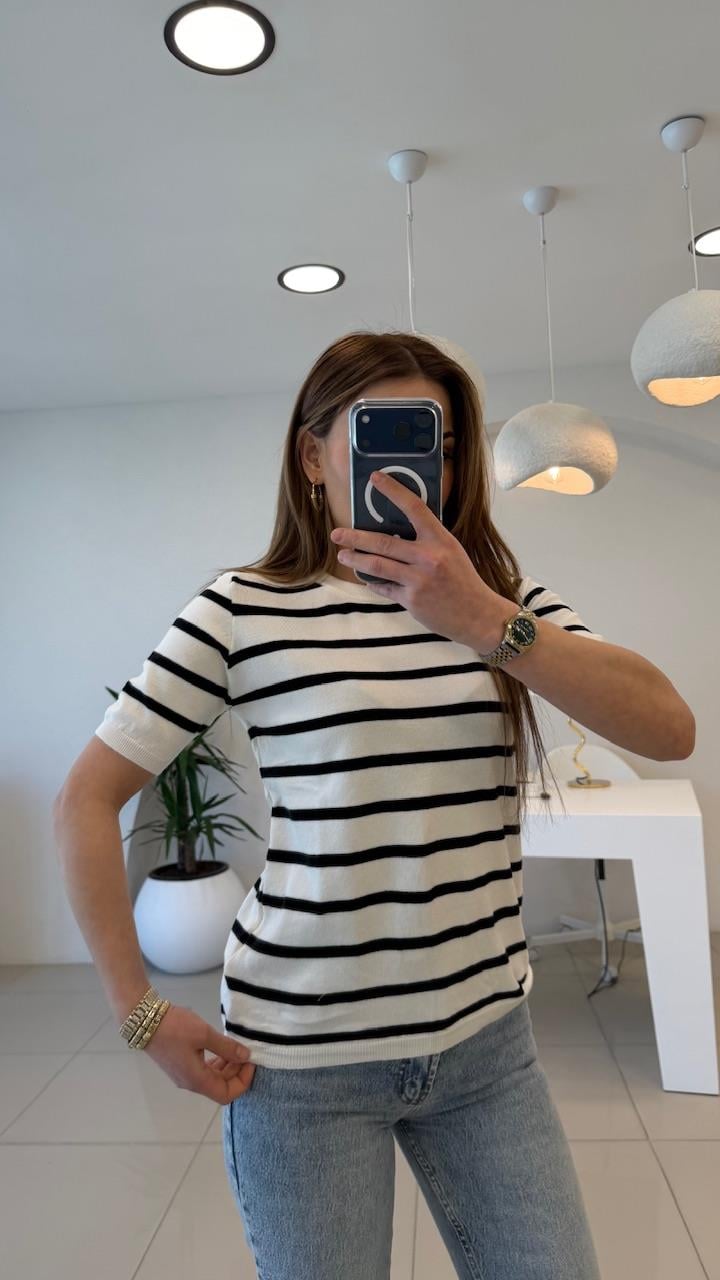 SİYAH ÇİZGİLİ PAMUK BASİC TRİKO