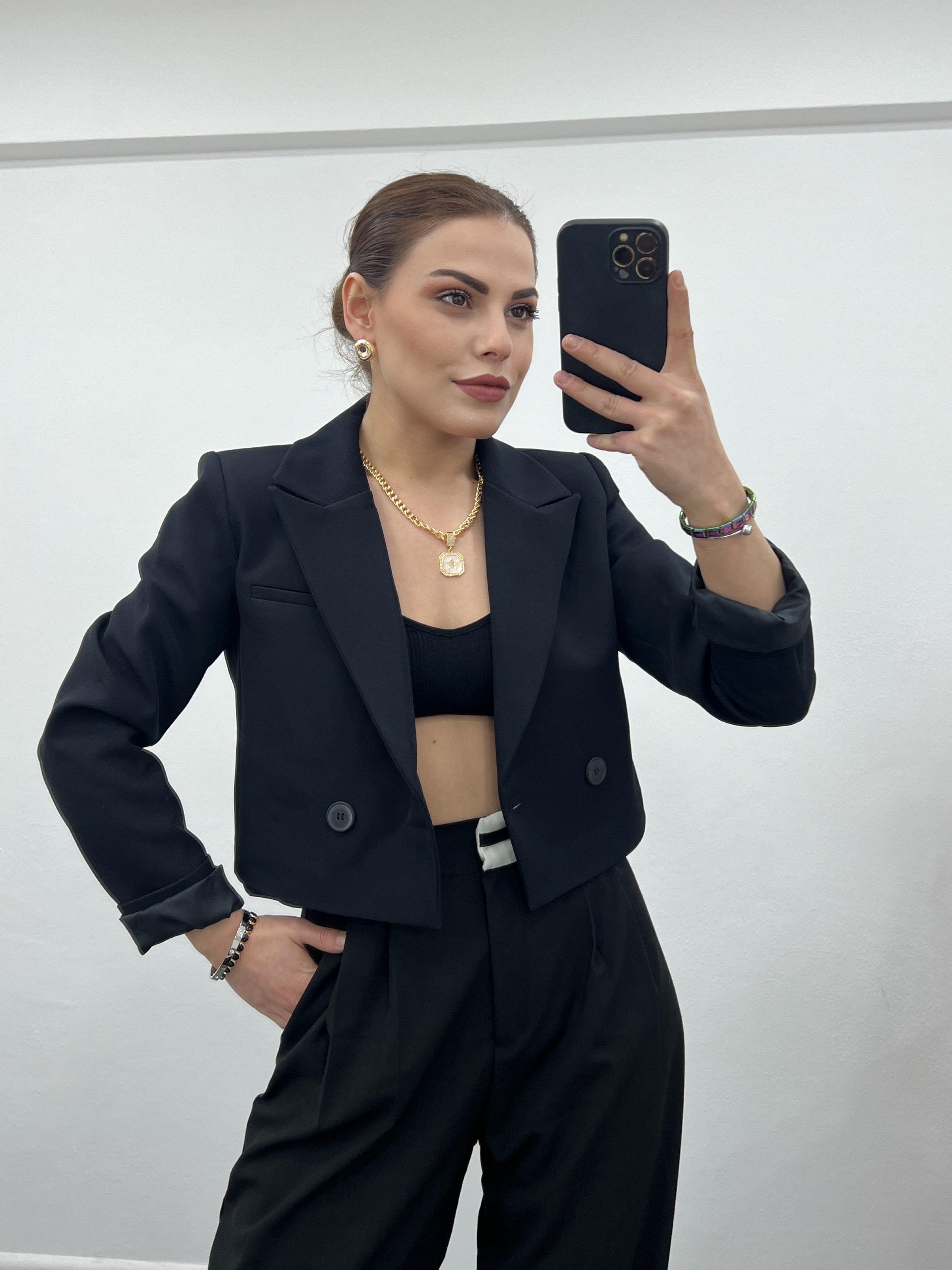 SİYAH KISA BLAZER CEKET