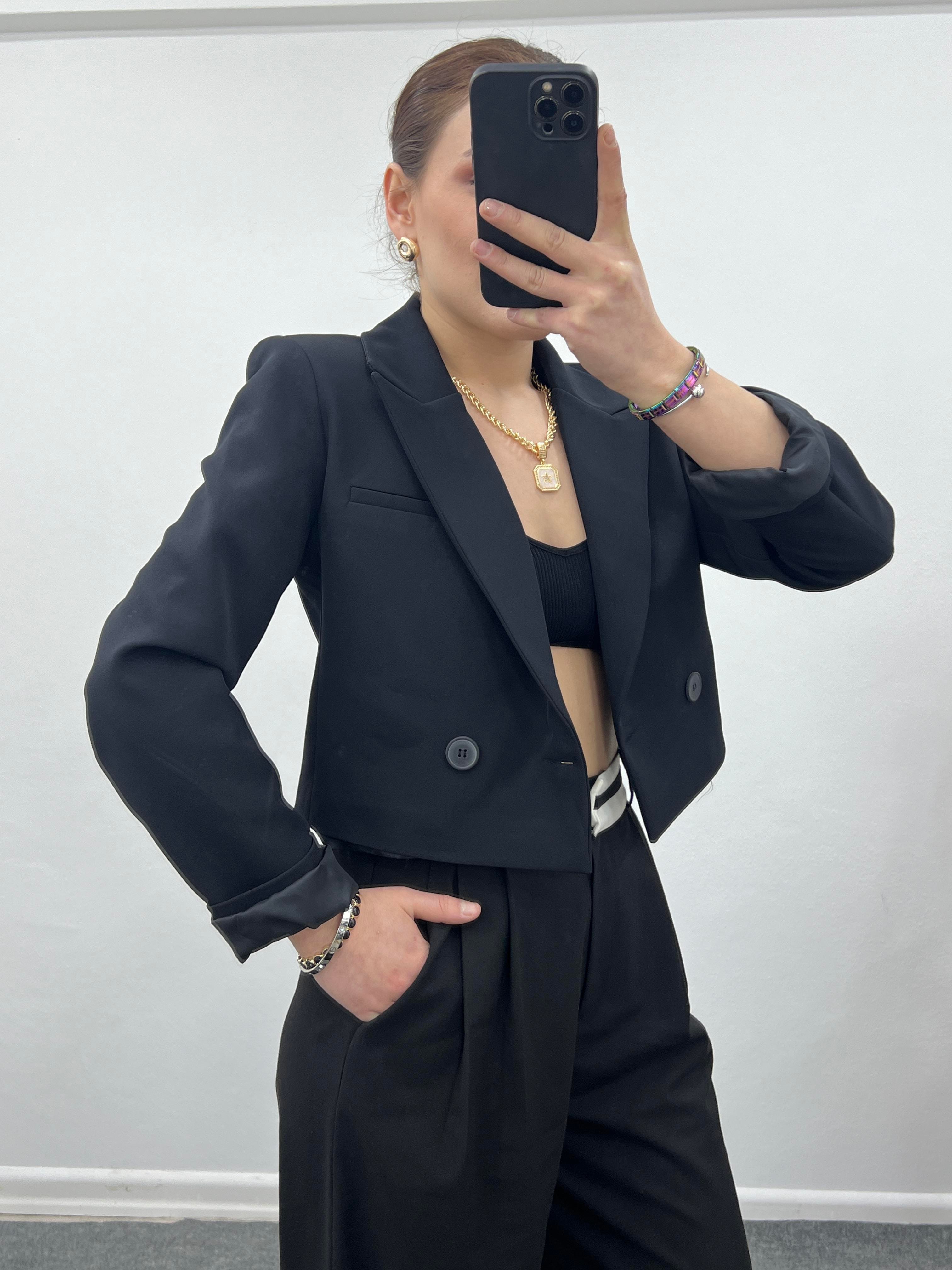 SİYAH KISA BLAZER CEKET