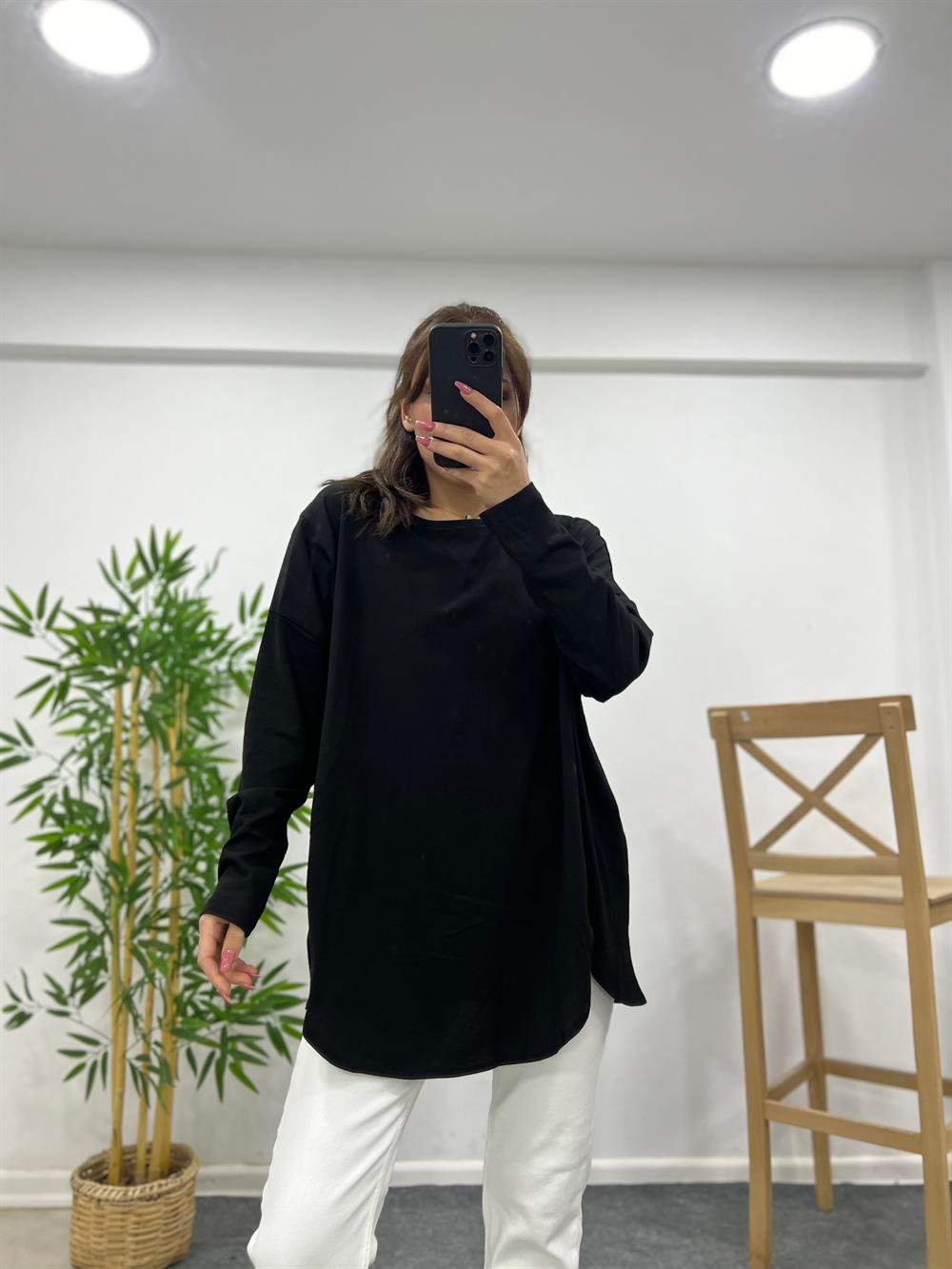 SİYAH UZUN KOLLU BASİC