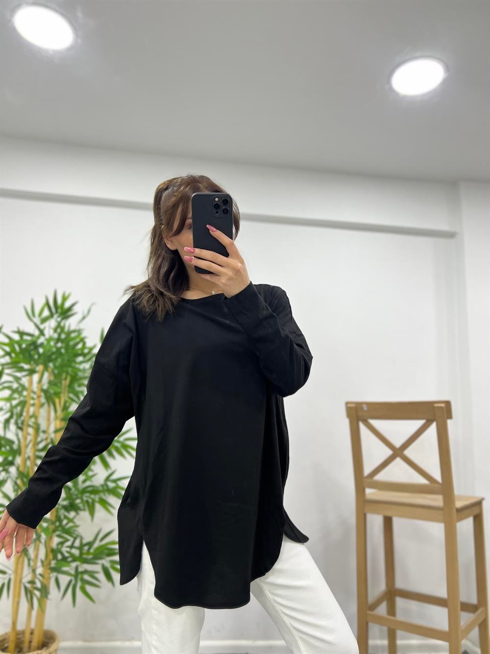 SİYAH UZUN KOLLU BASİC