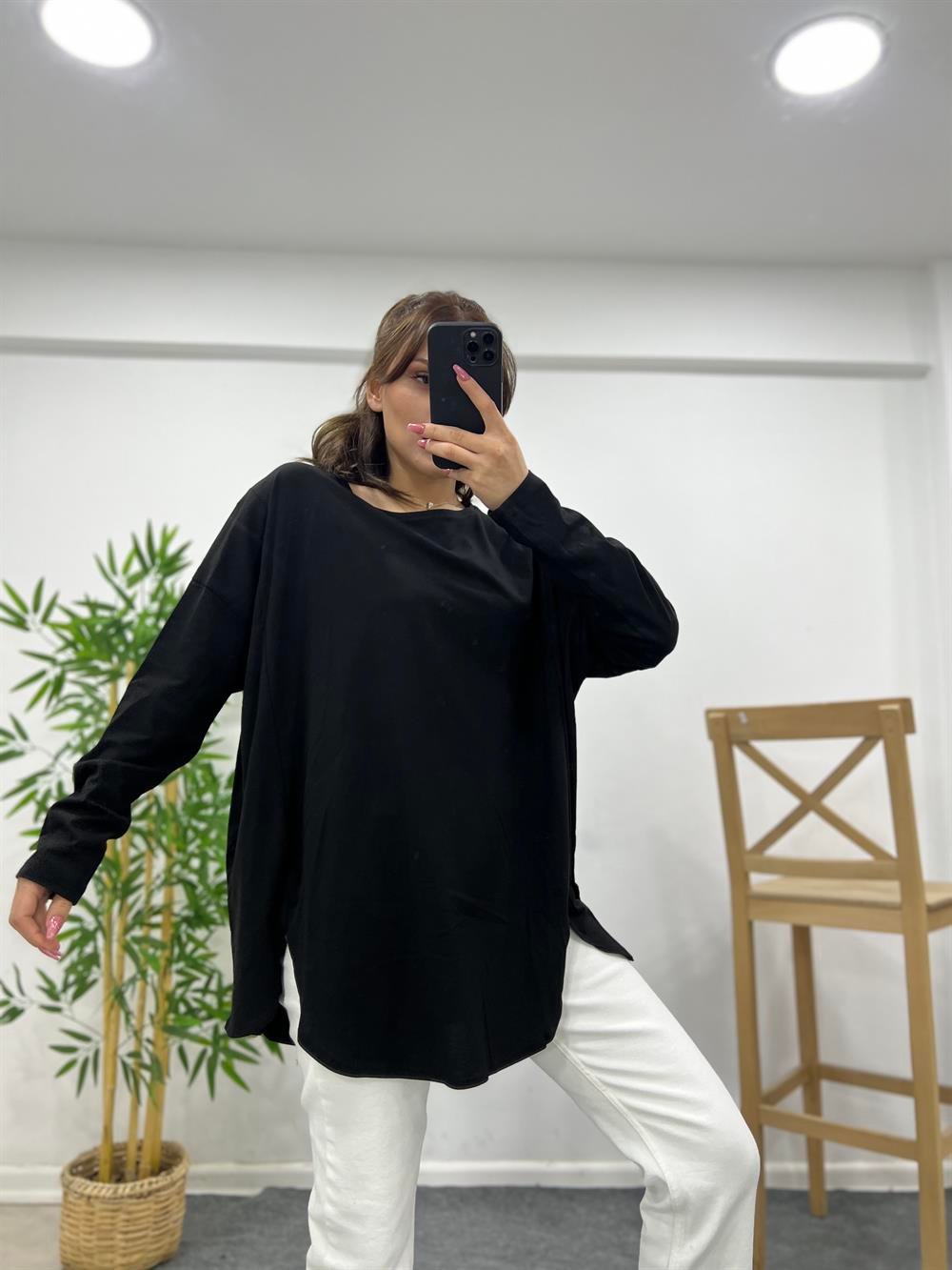 SİYAH UZUN KOLLU BASİC