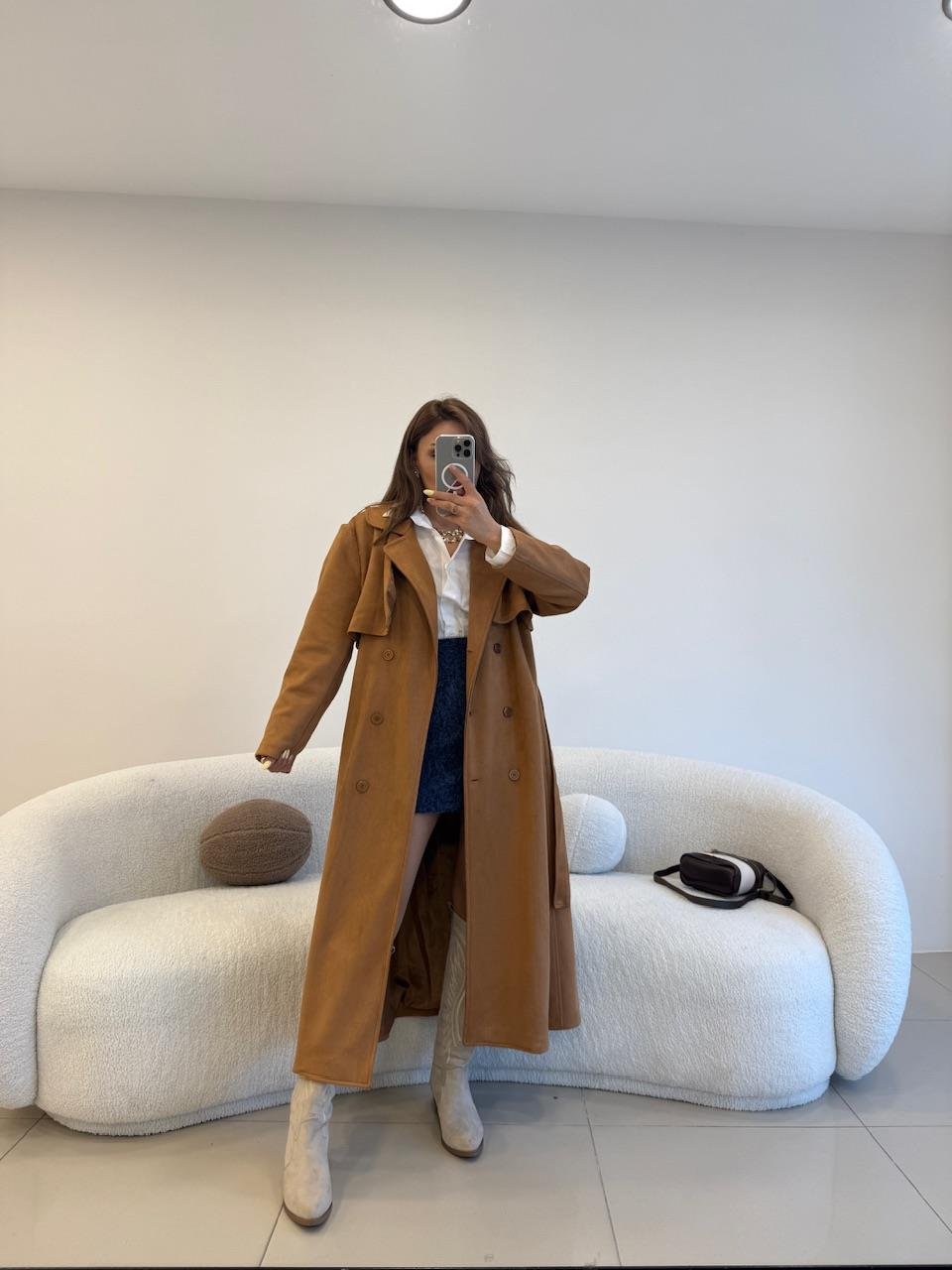 SÜET TREÇKOT CAMEL