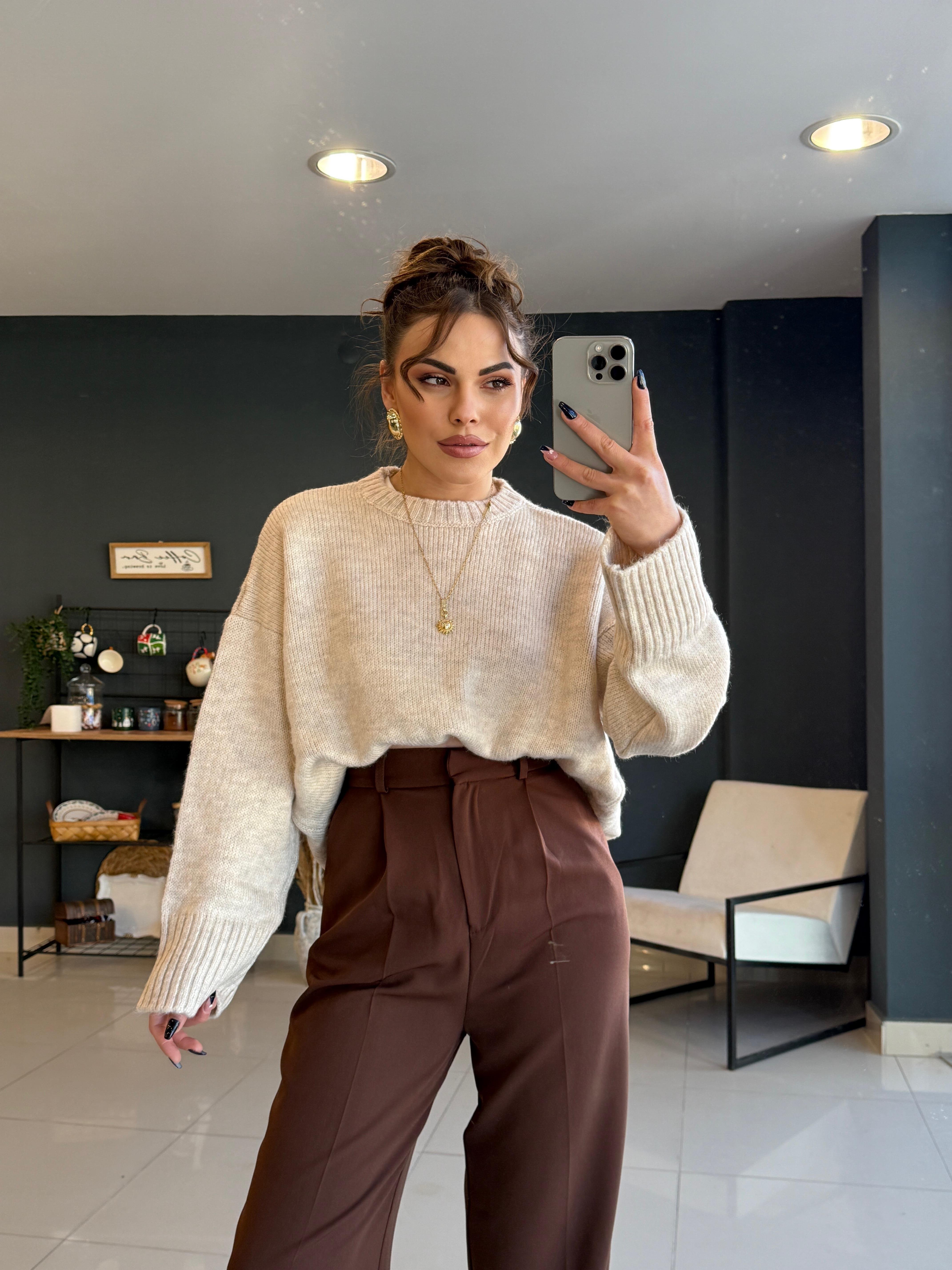 TAŞ BİSİKLET YAKA BASİC KAZAK