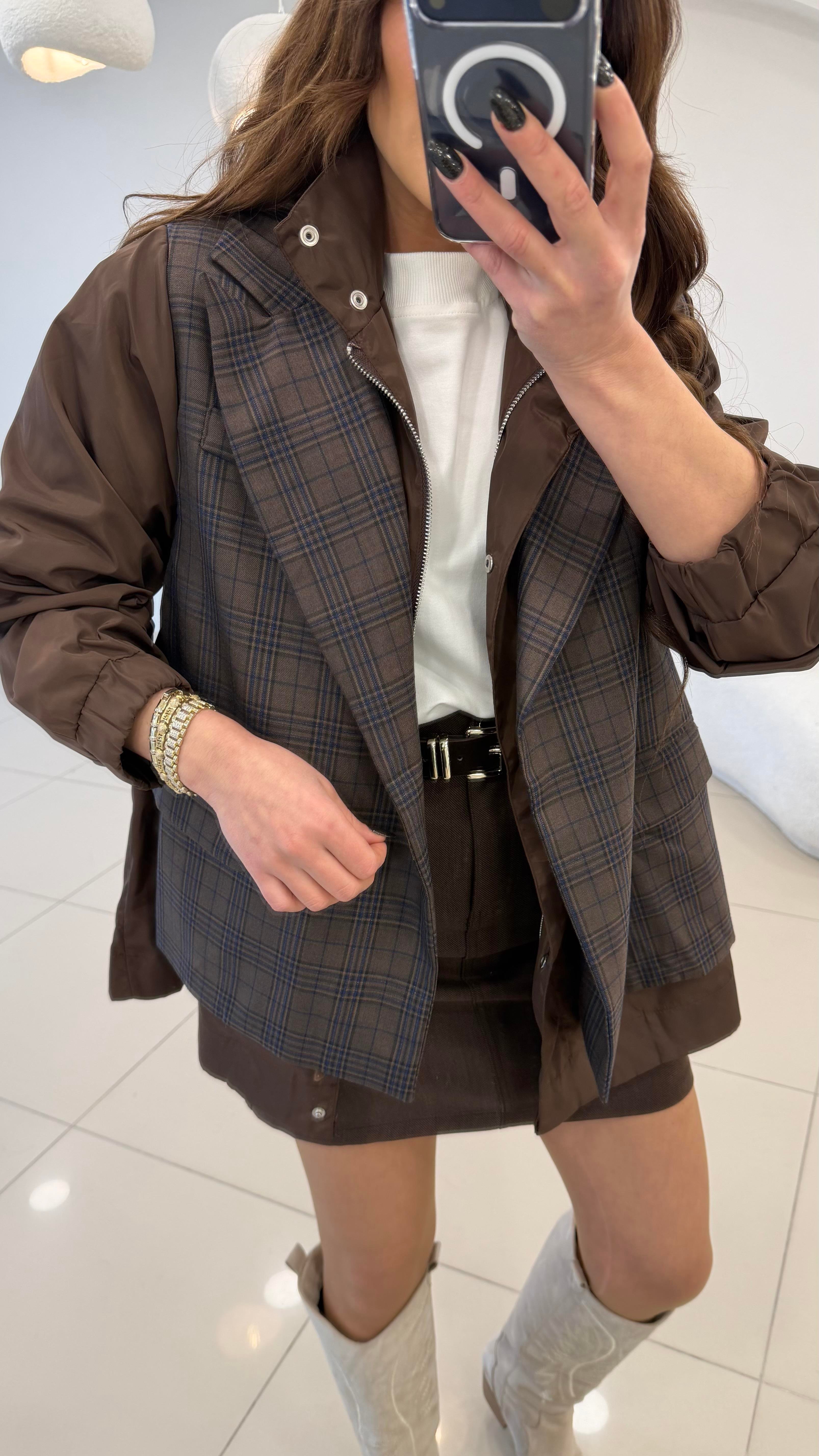 TASARIM EKOSE TRENÇ DETAYLI BLAZER CEKET