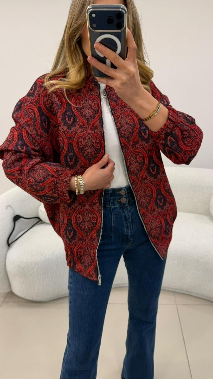TASARIM ETNİK DESEN BOMBER CEKET