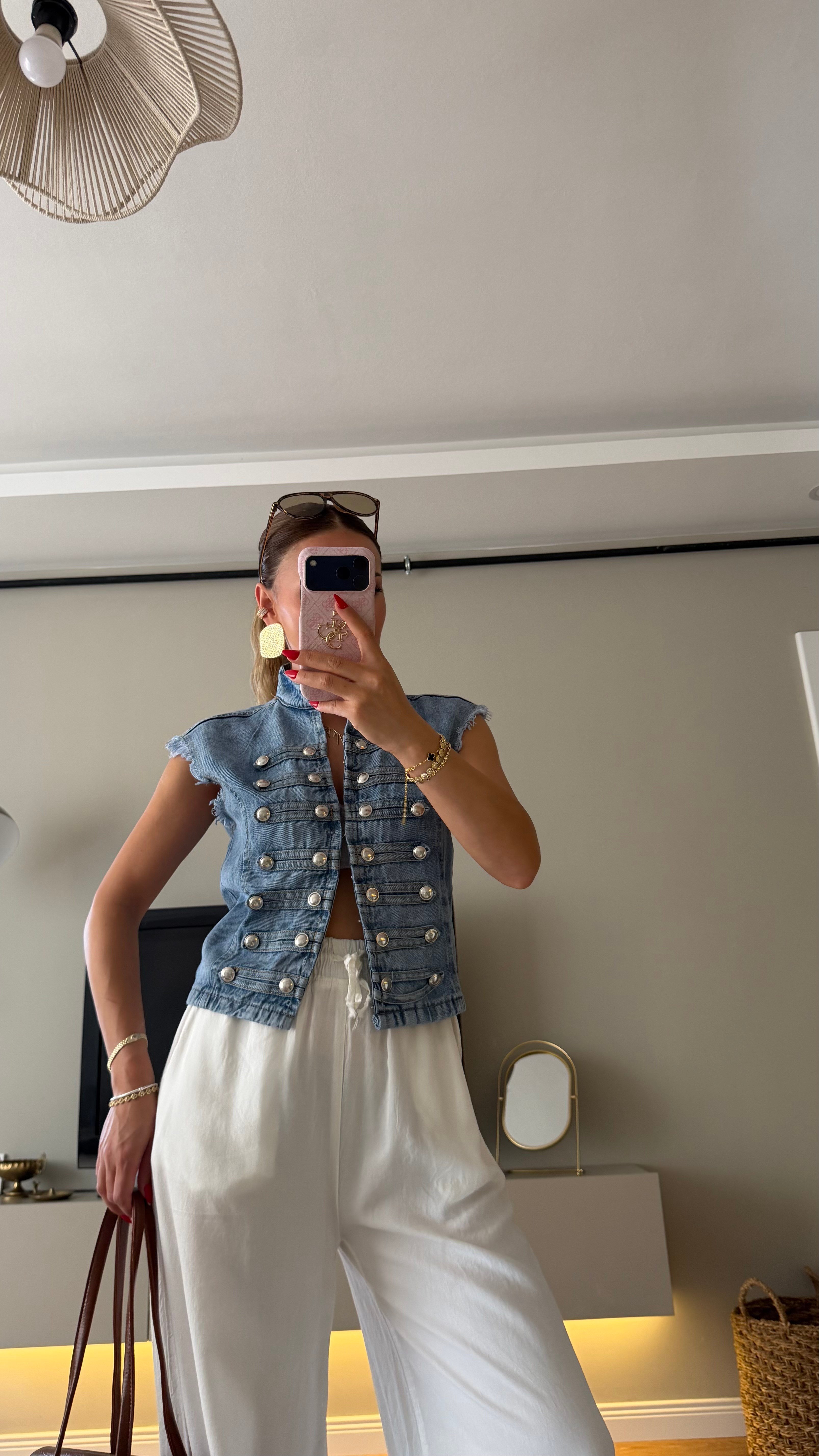 Tasarım Napolyon Tarz Denim Yelek