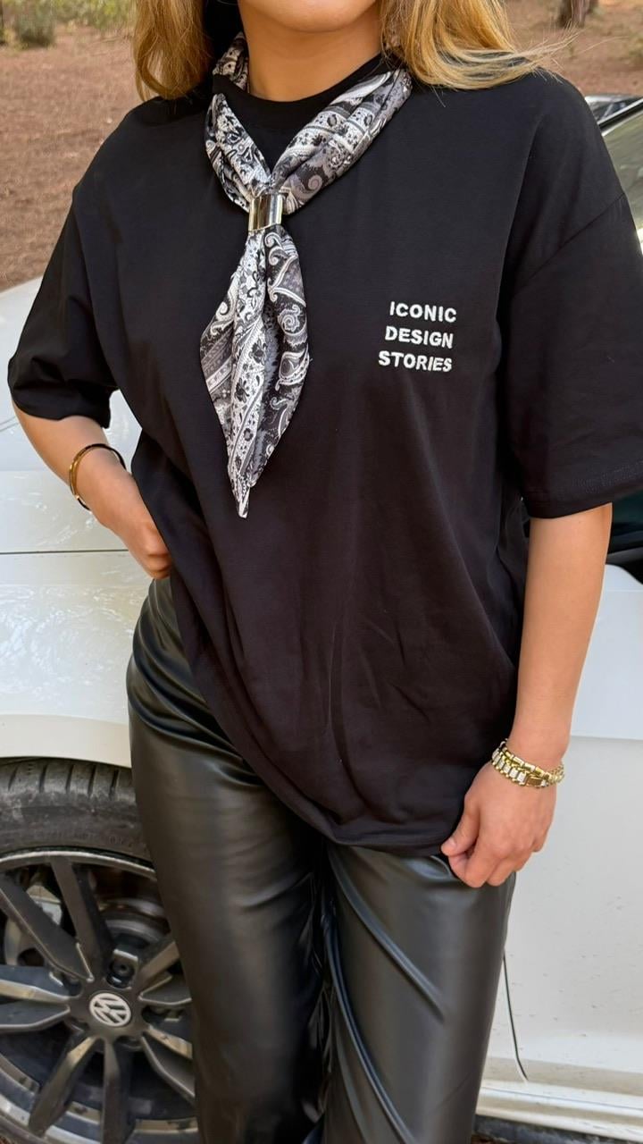 TASARIM YAKA FULARLI TSHIRT