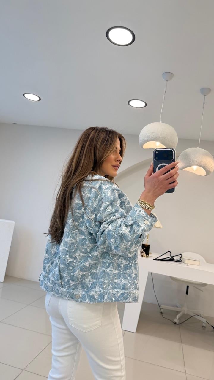 TAŞLI TASARIM PREIUM DENIM CEKET