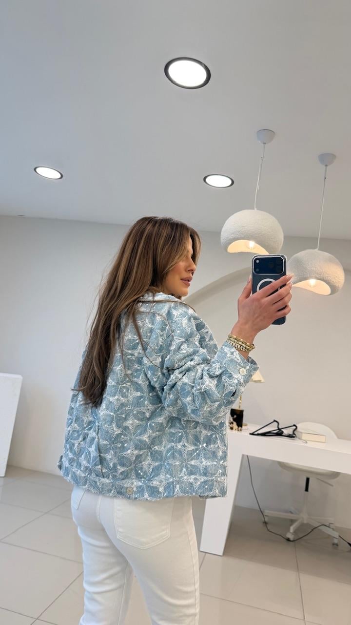 TAŞLI TASARIM PREIUM DENIM CEKET