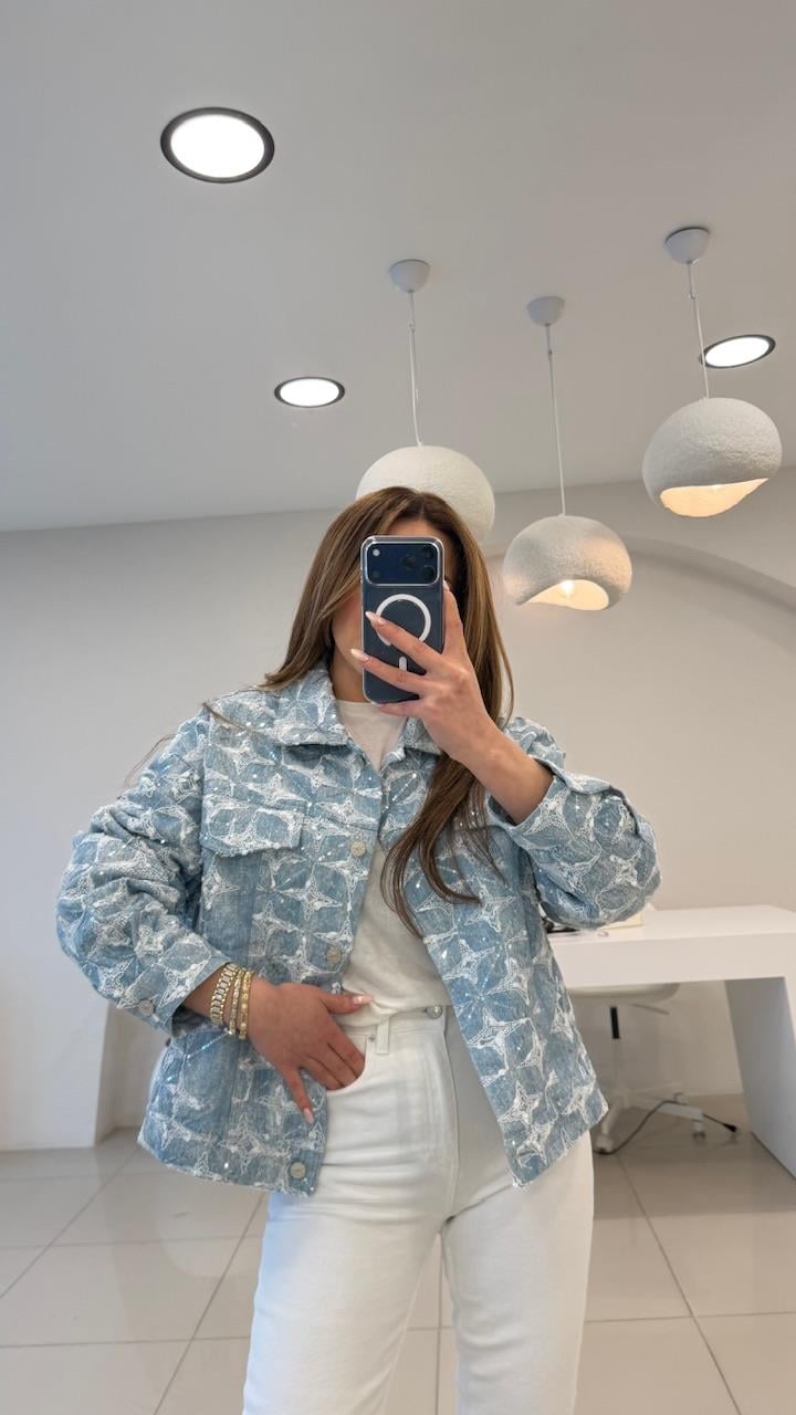TAŞLI TASARIM PREIUM DENIM CEKET