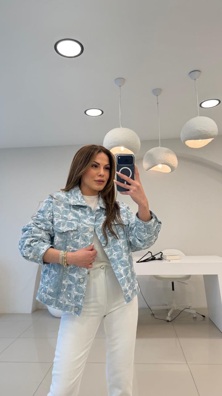 TAŞLI TASARIM PREIUM DENIM CEKET