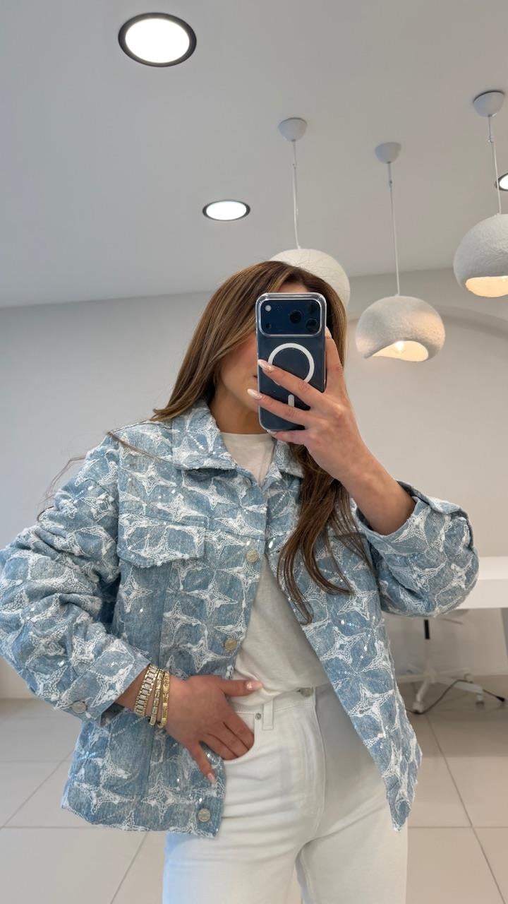 TAŞLI TASARIM PREIUM DENIM CEKET