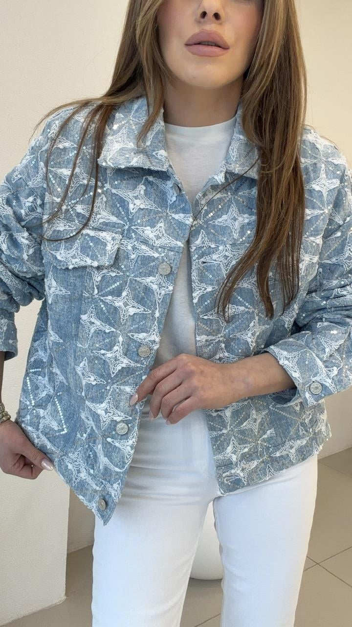 TAŞLI TASARIM PREIUM DENIM CEKET
