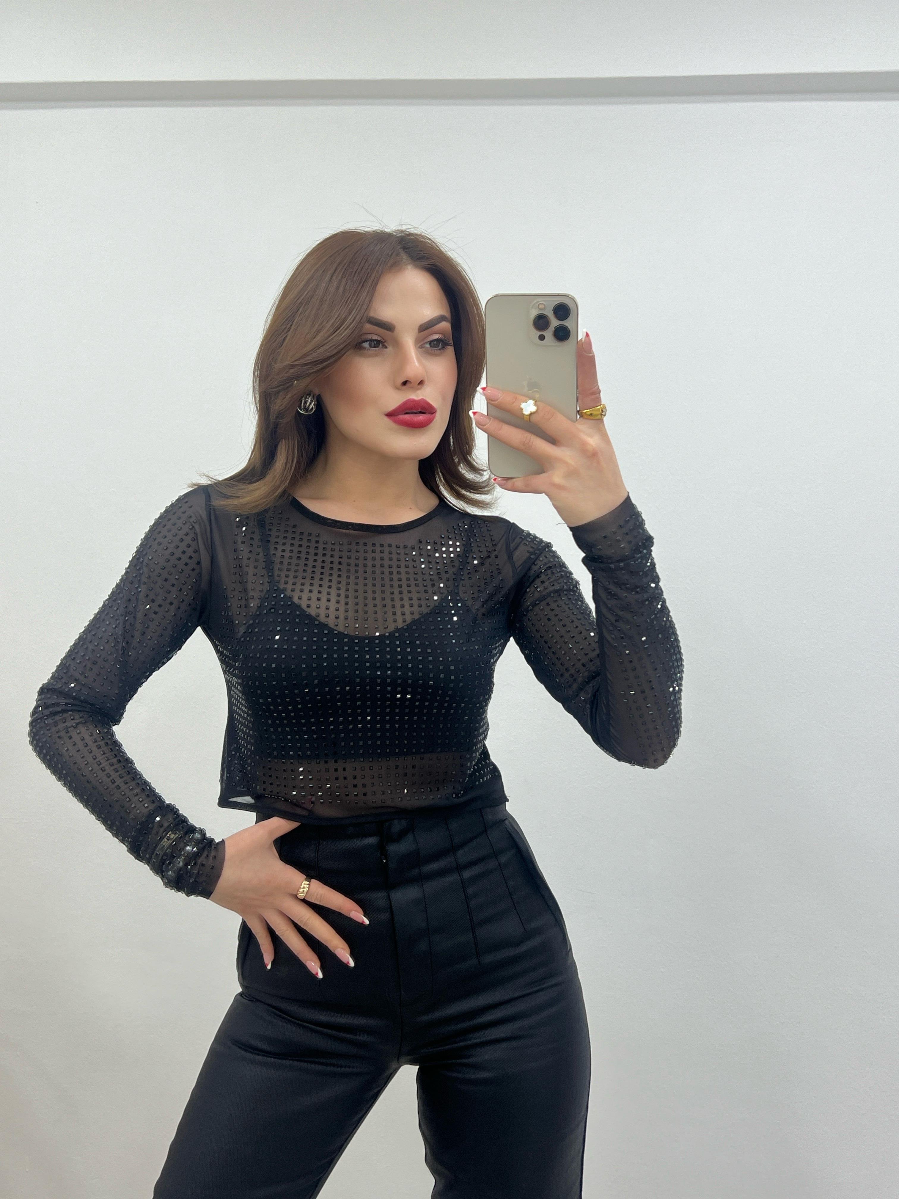 TAŞLI TÜL BLUZ
