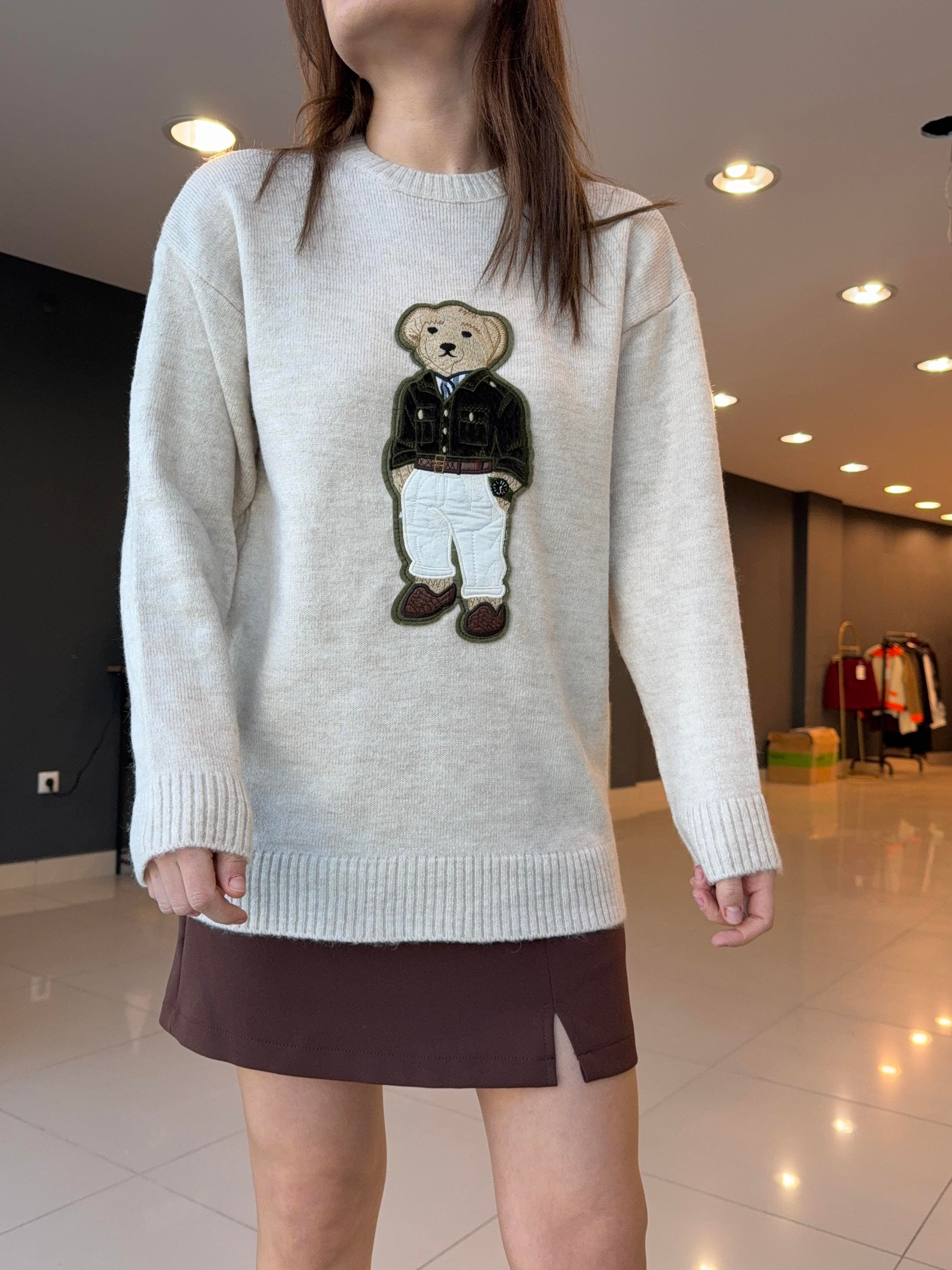 TEDDY İŞLEMELİ KAZAK EKRU