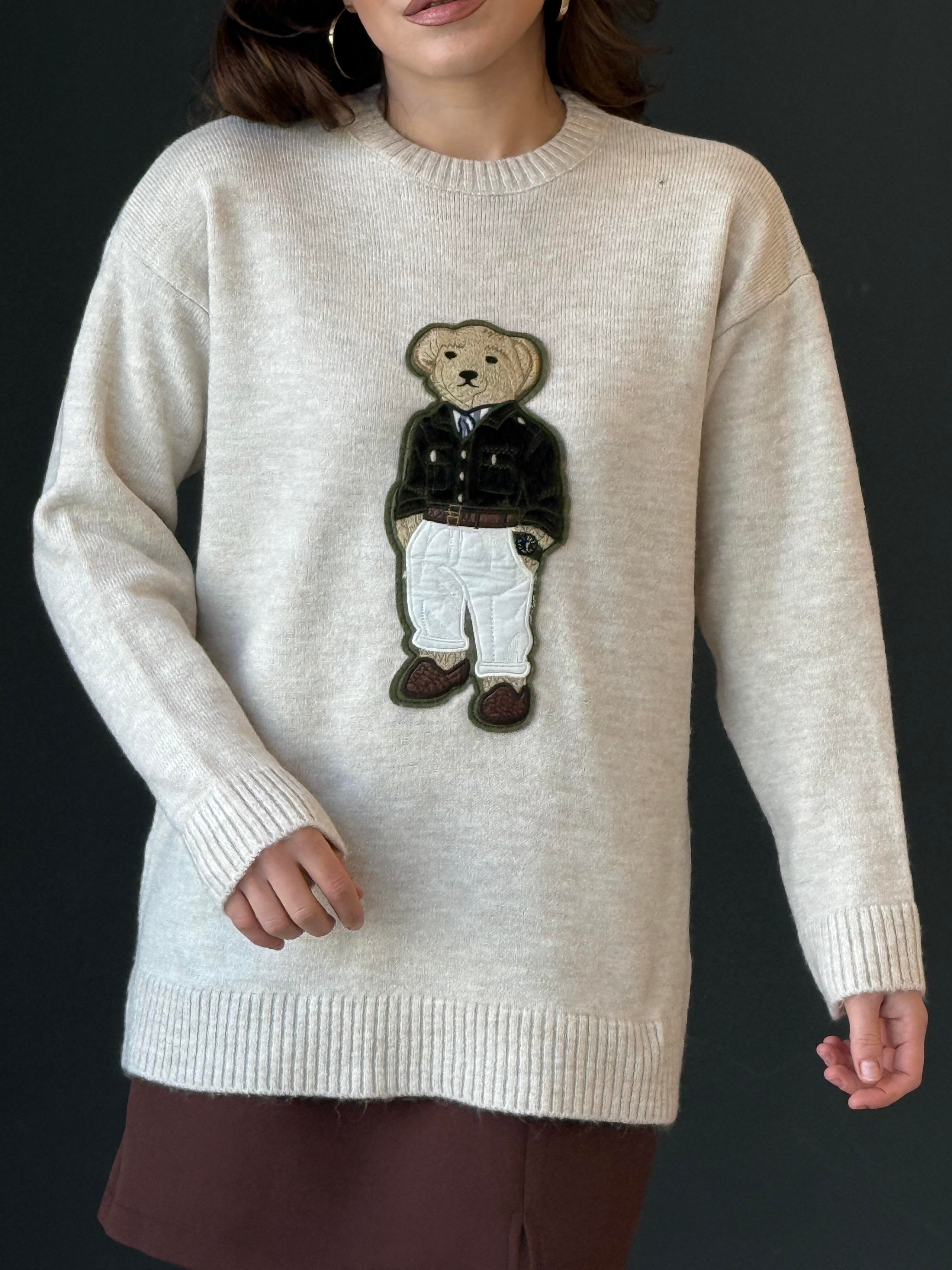 TEDDY İŞLEMELİ KAZAK EKRU