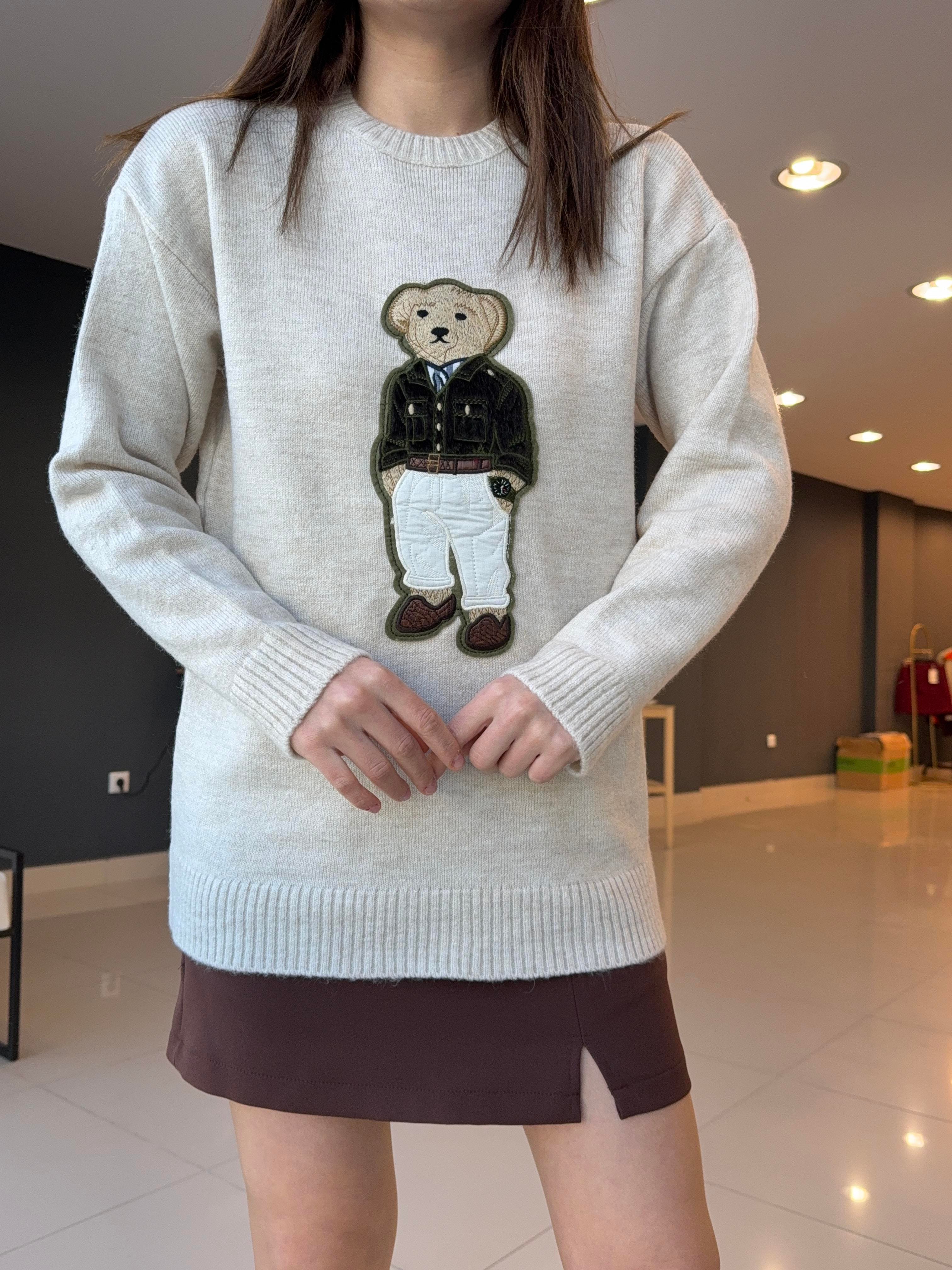 TEDDY İŞLEMELİ KAZAK EKRU