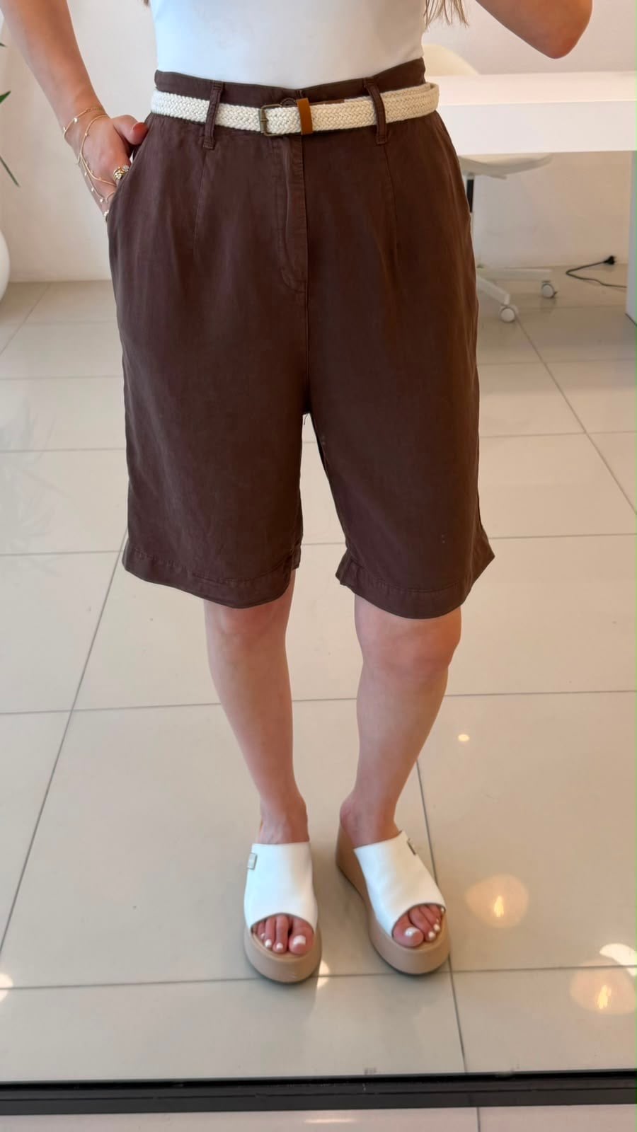 Tensel Şehir Boy Şort Kahve