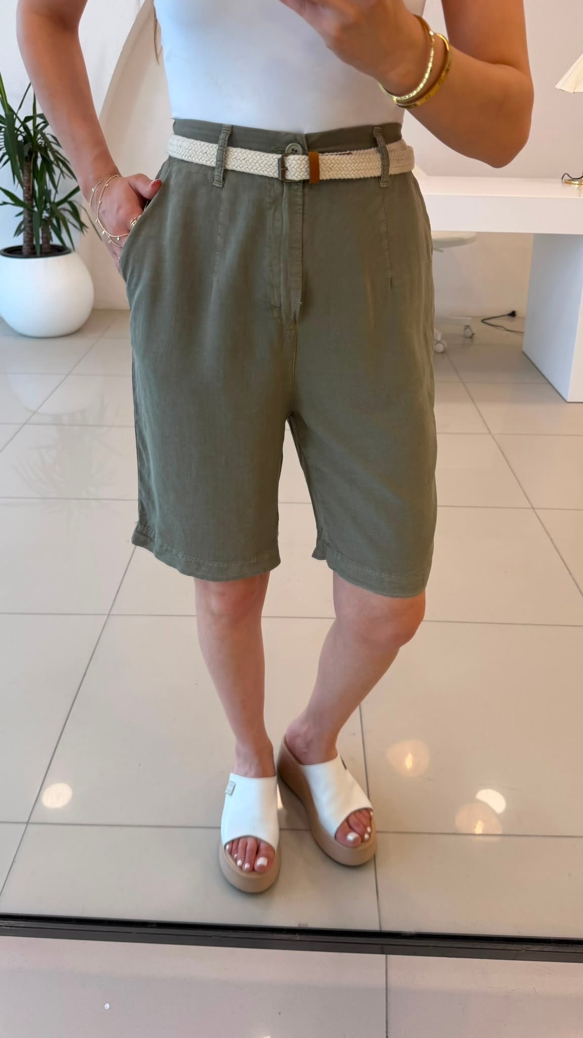Tensel Şehir Boy Şort Yeşil