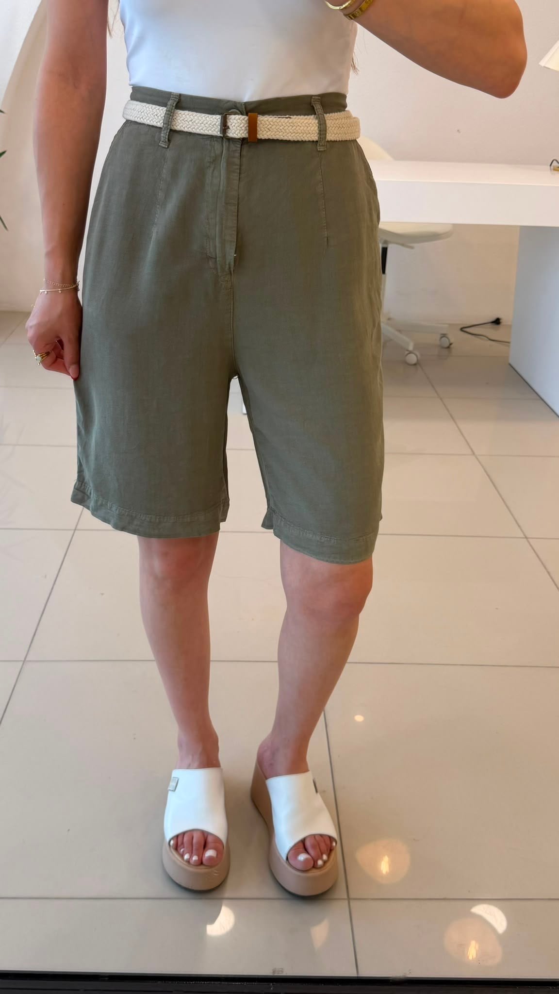Tensel Şehir Boy Şort Yeşil