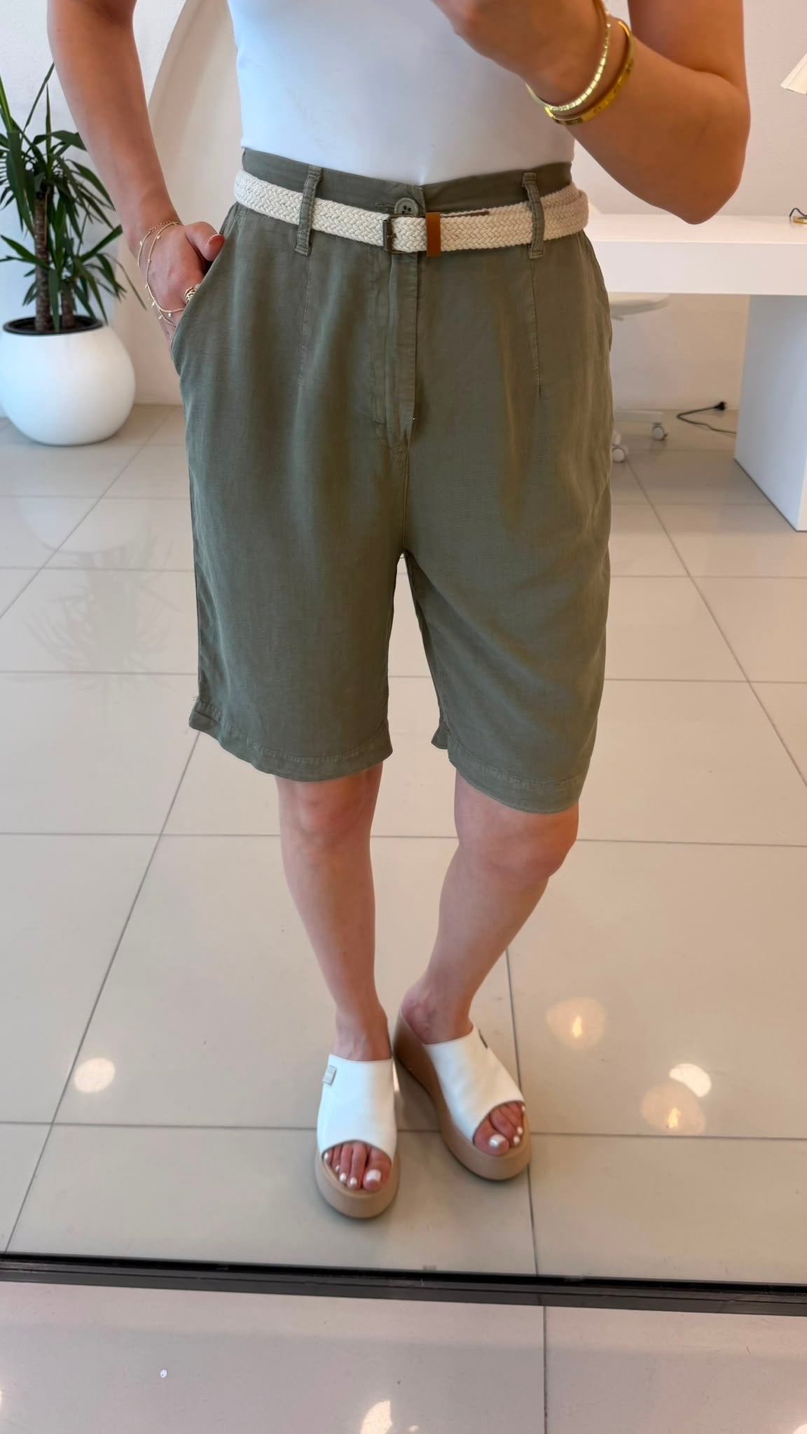 Tensel Şehir Boy Şort Yeşil