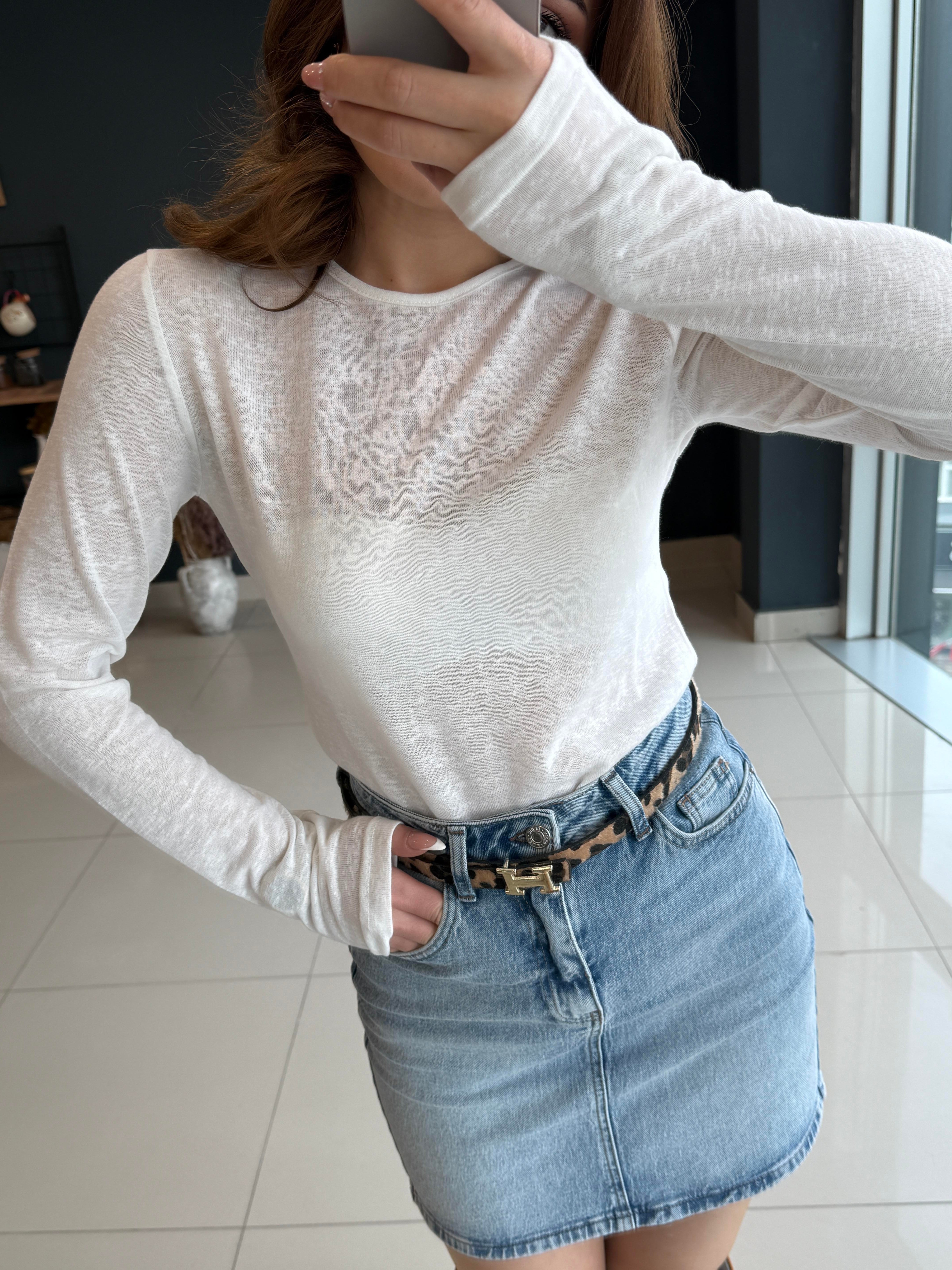 TRANSPARAN BLUZ BEYAZ