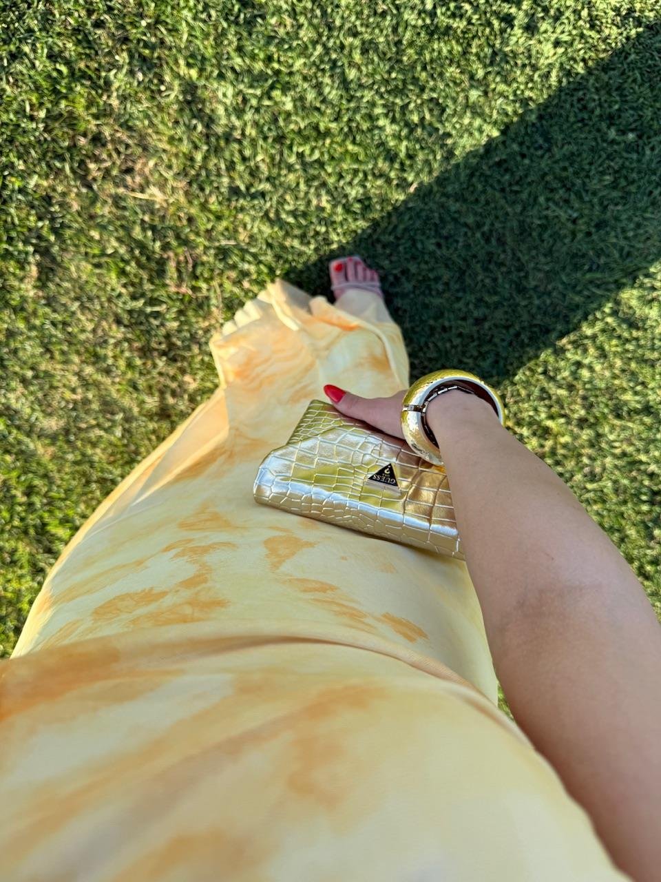 TURUNCU DRAPELİ TÜL ELBİSE