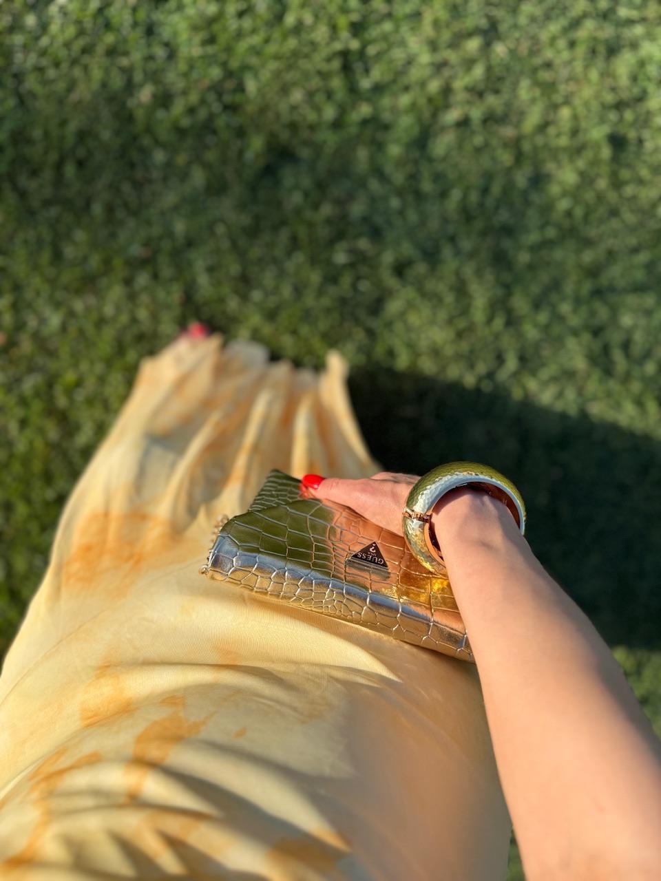 TURUNCU DRAPELİ TÜL ELBİSE