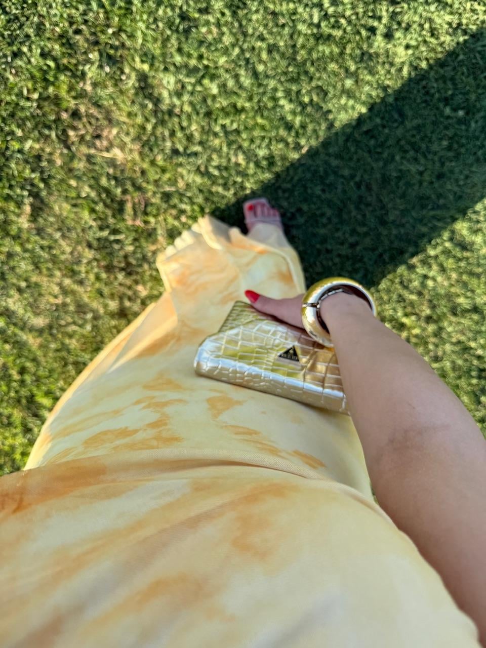 TURUNCU DRAPELİ TÜL ELBİSE