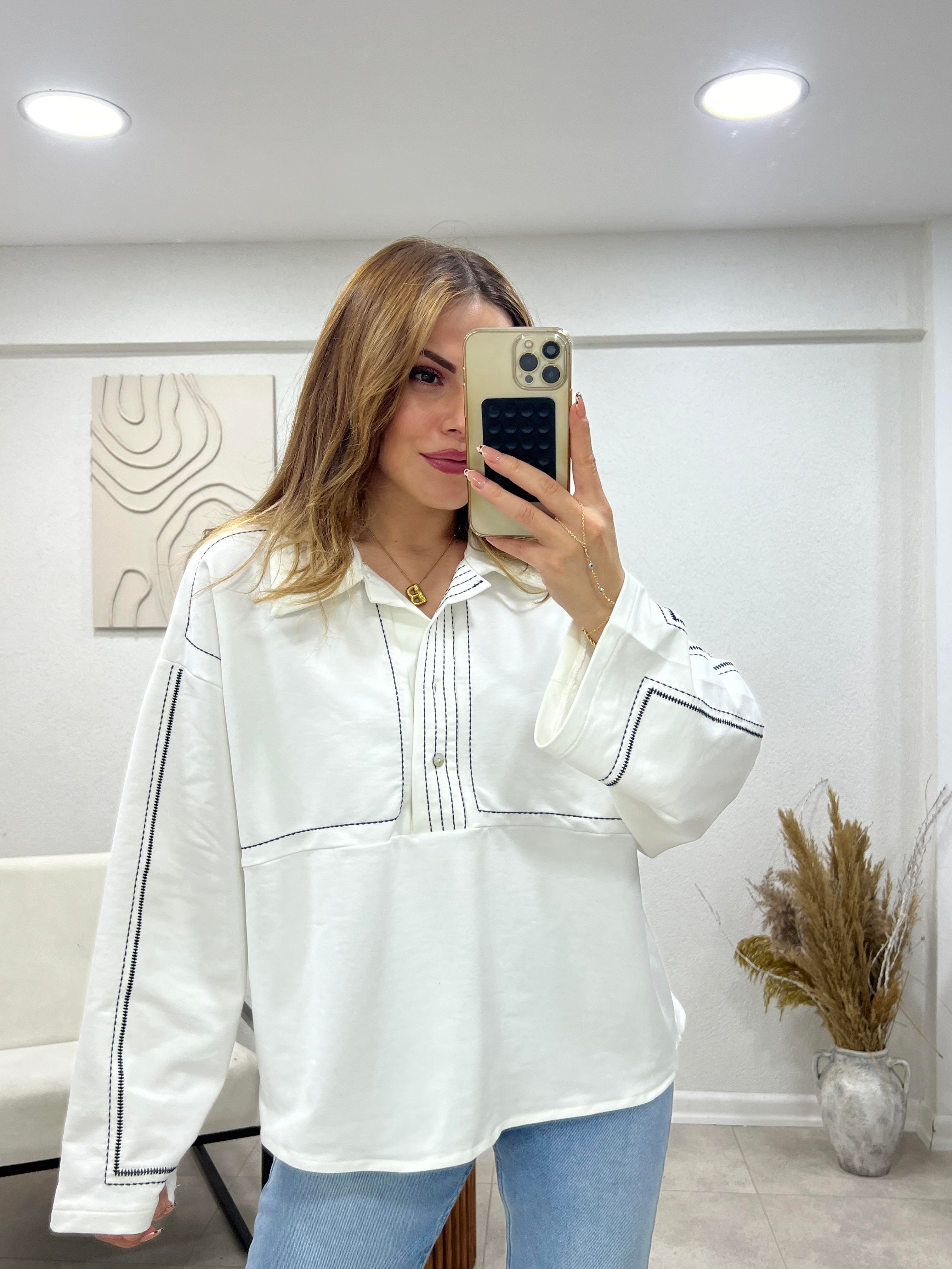 TWİST MODEL DİKİŞLİ SWEAT BEYAZ 