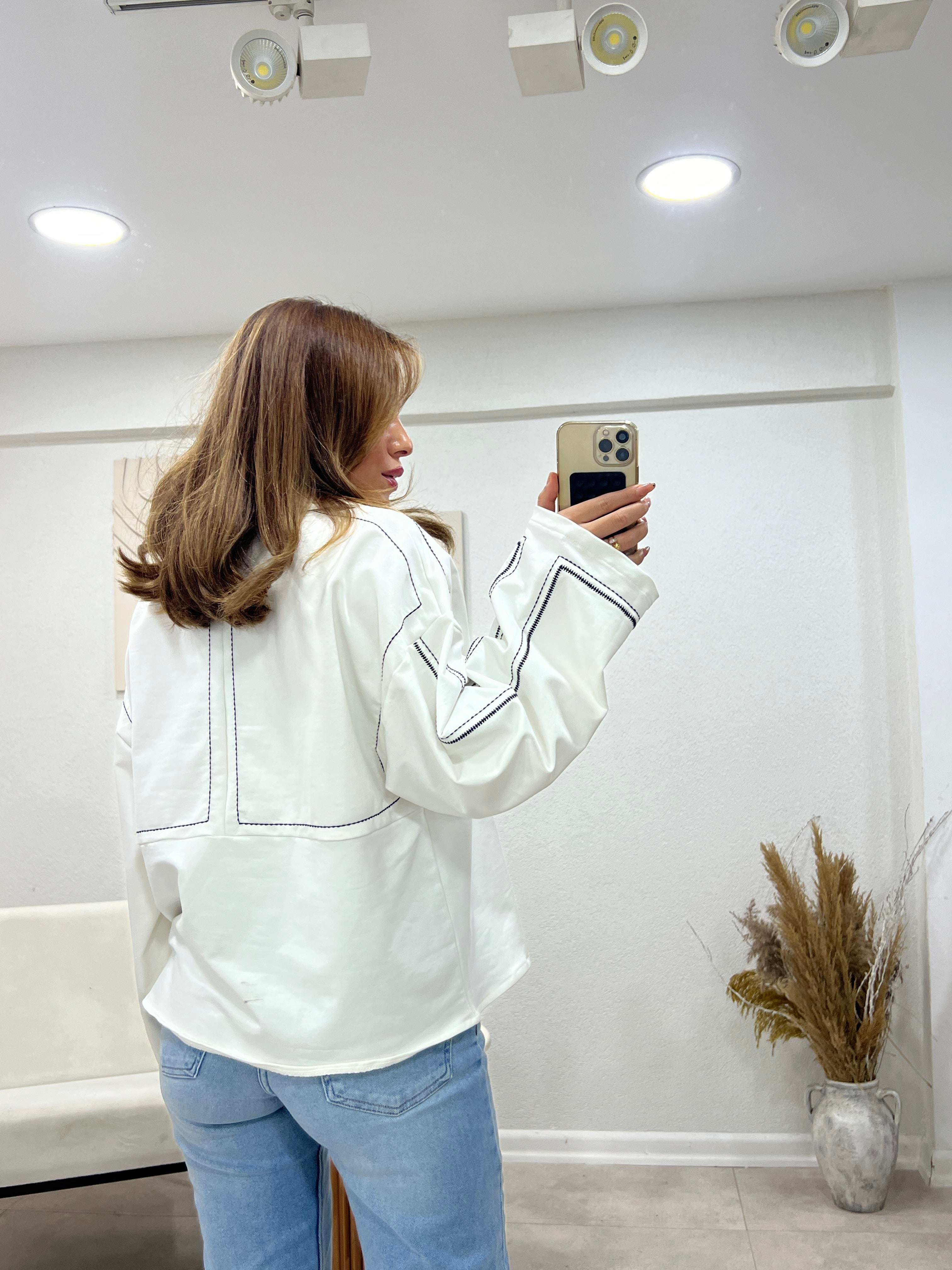 TWİST MODEL DİKİŞLİ SWEAT BEYAZ 