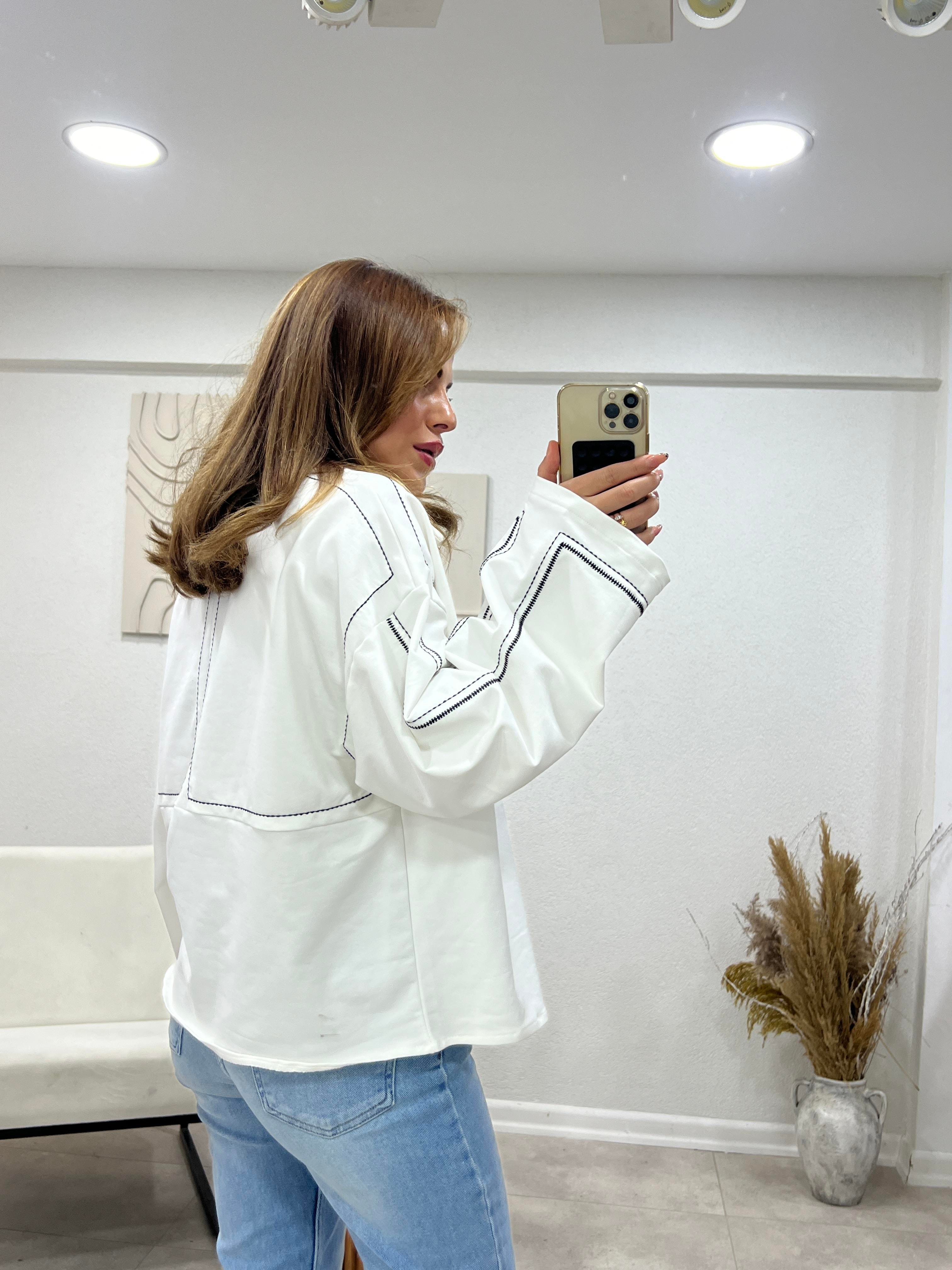 TWİST MODEL DİKİŞLİ SWEAT BEYAZ 