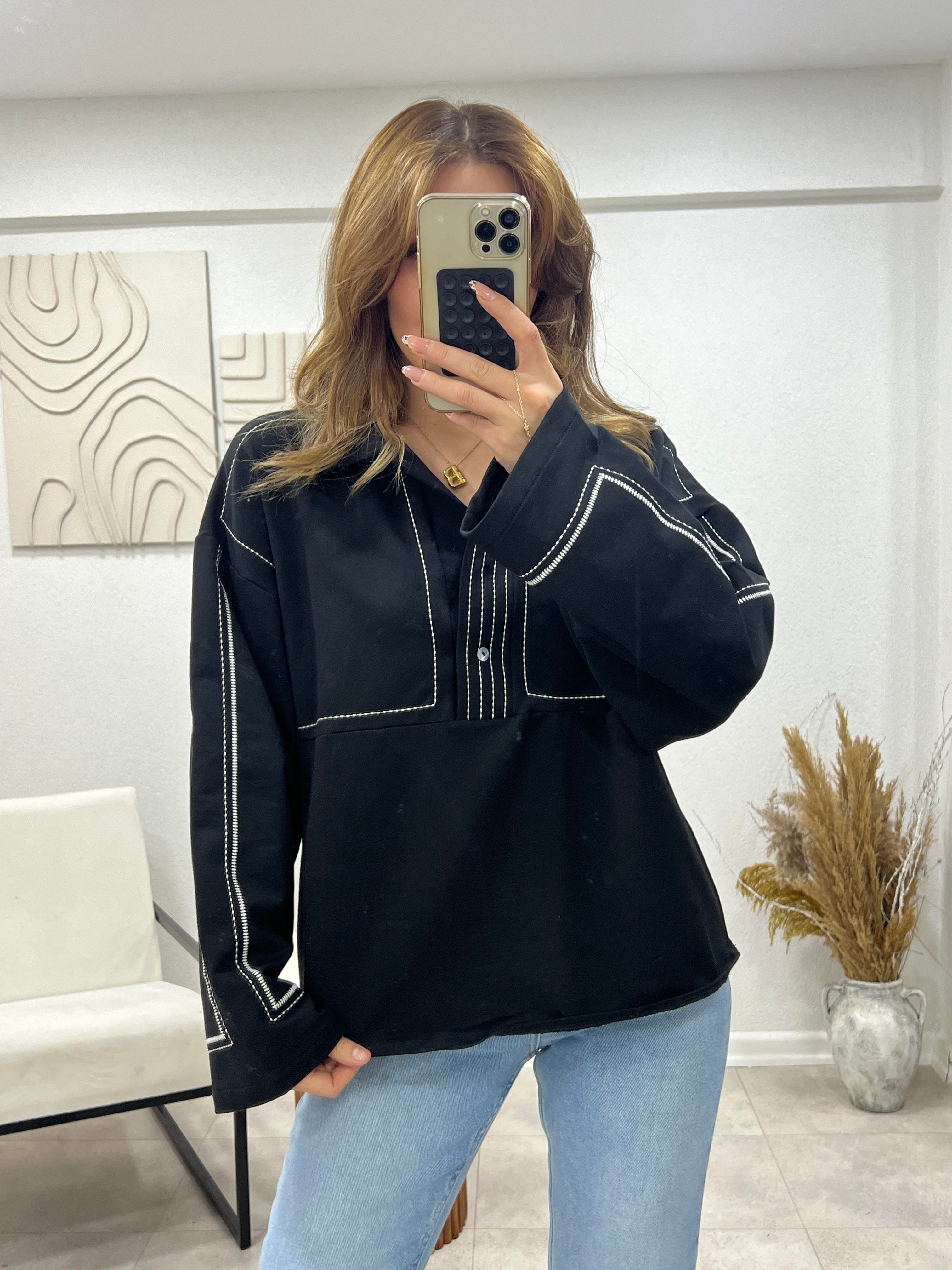 TWİST MODEL DİKİŞLİ SWEAT SİYAH