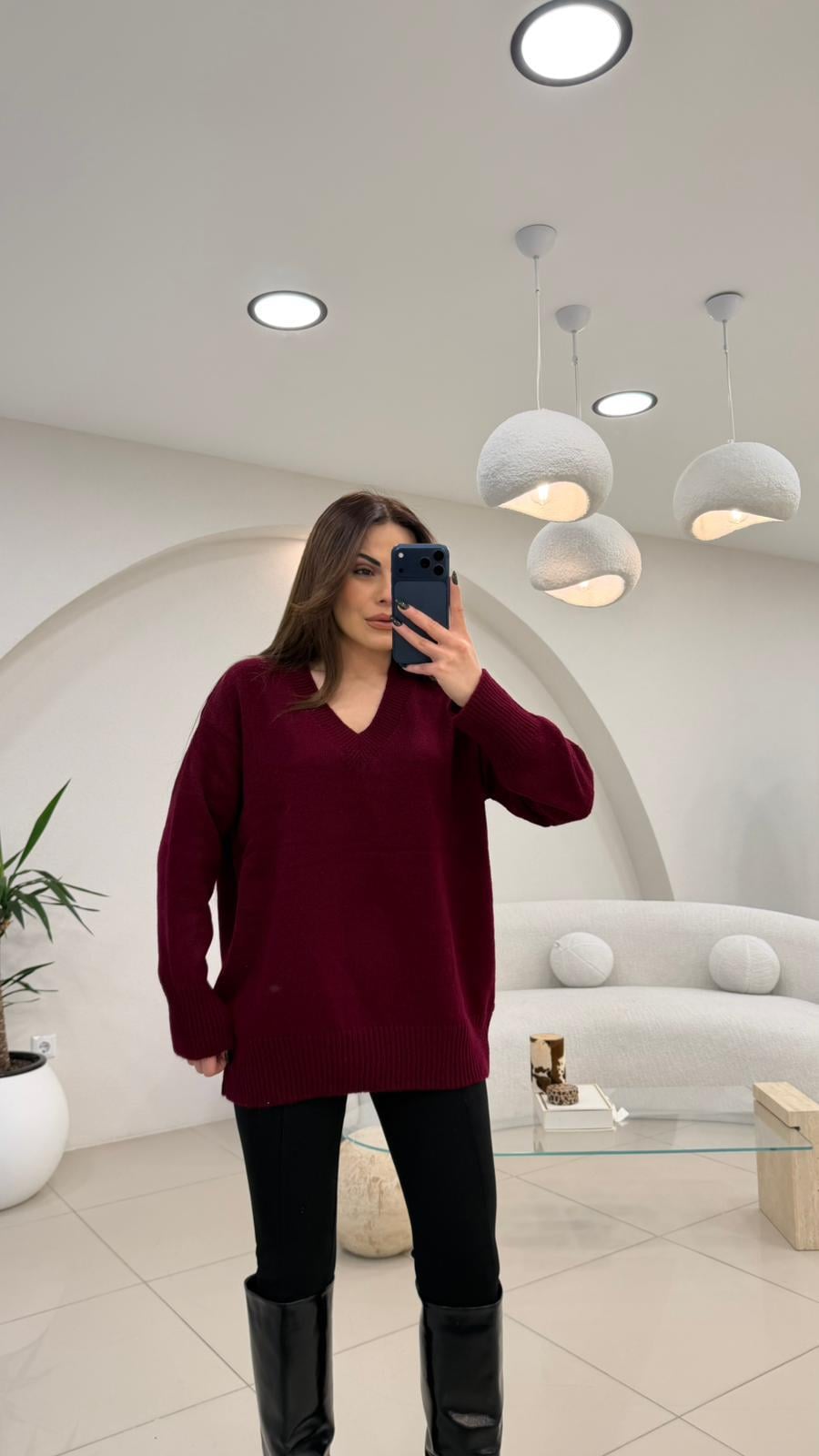 V YAKA BASİC KAZAK BORDO