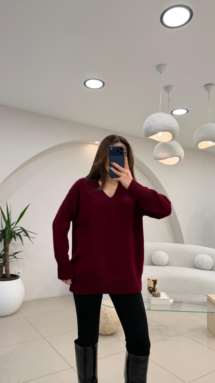 V YAKA BASİC KAZAK BORDO