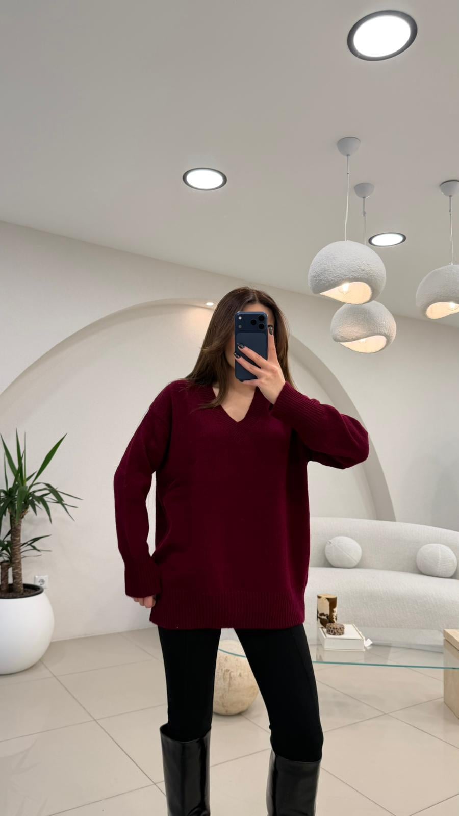 V YAKA BASİC KAZAK BORDO