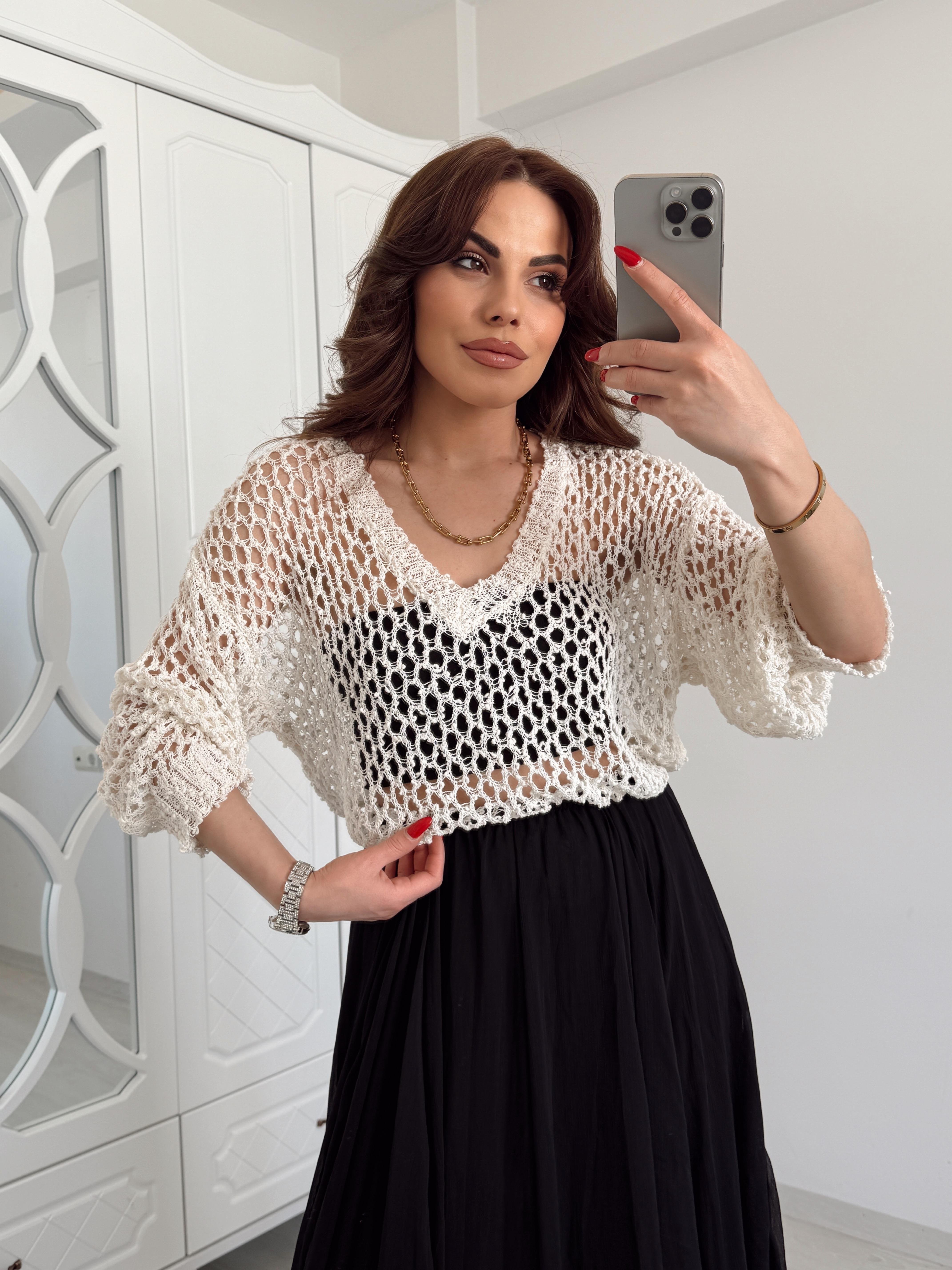 V YAKA MERSERİZE BLUZ