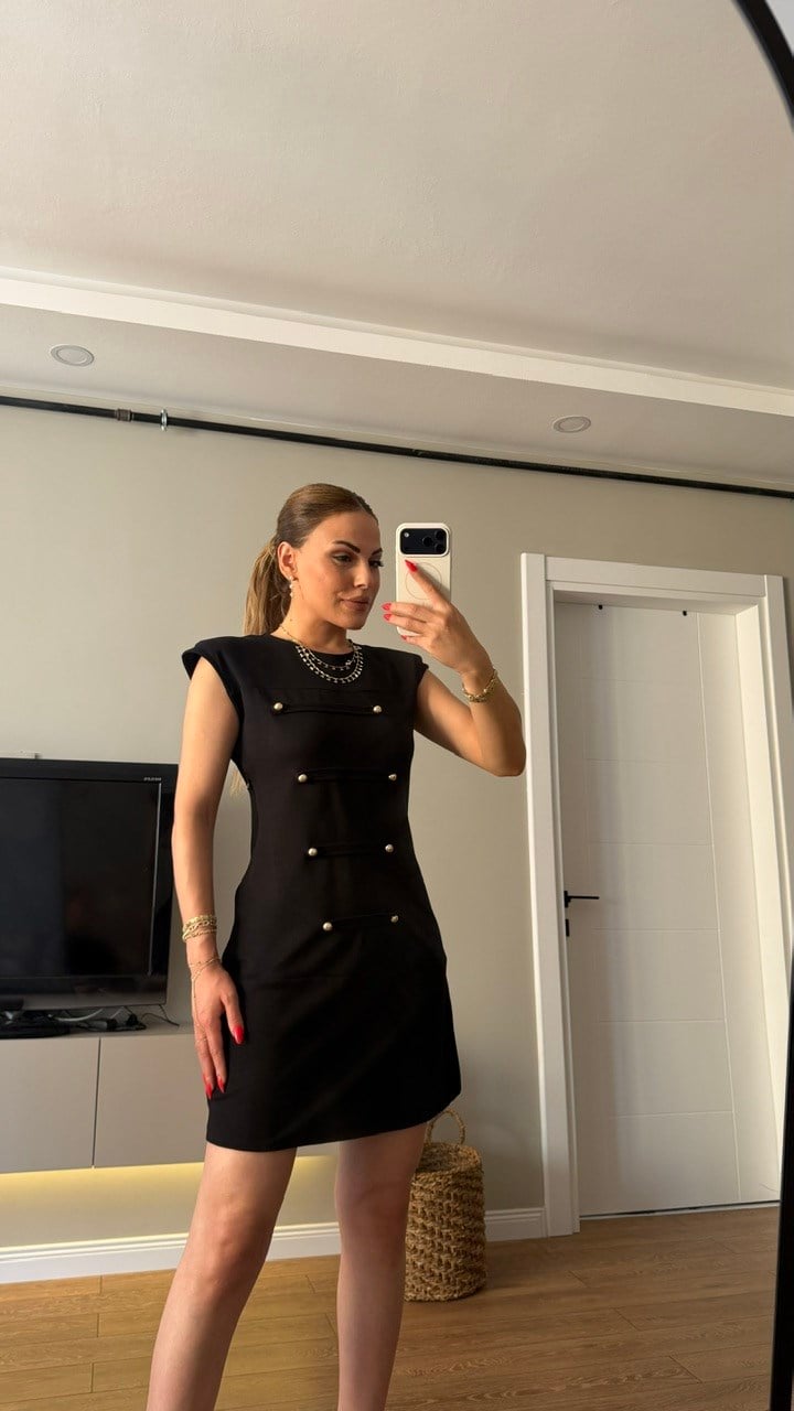 Vatkalı Kısa Modal Elbise 
