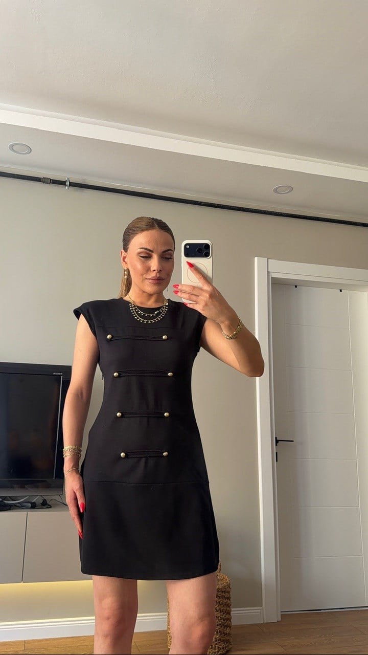 Vatkalı Kısa Modal Elbise 