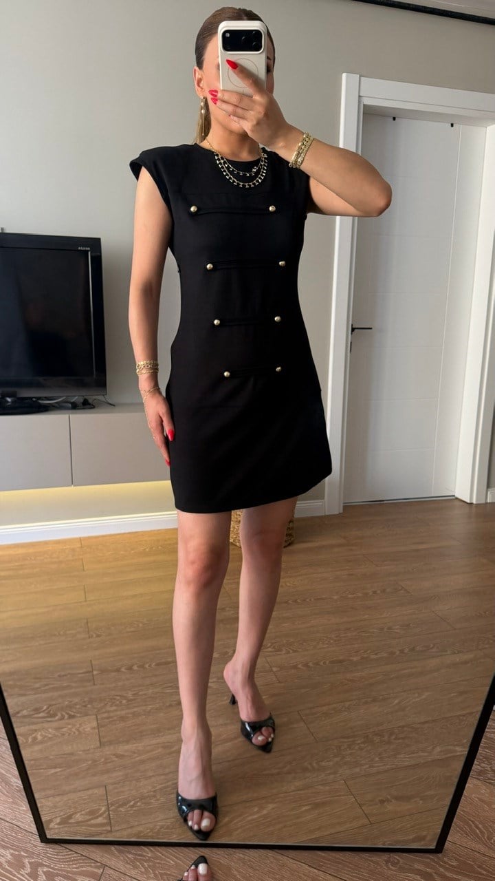 Vatkalı Kısa Modal Elbise 