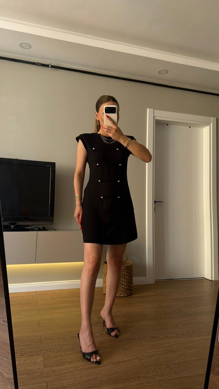 Vatkalı Kısa Modal Elbise 