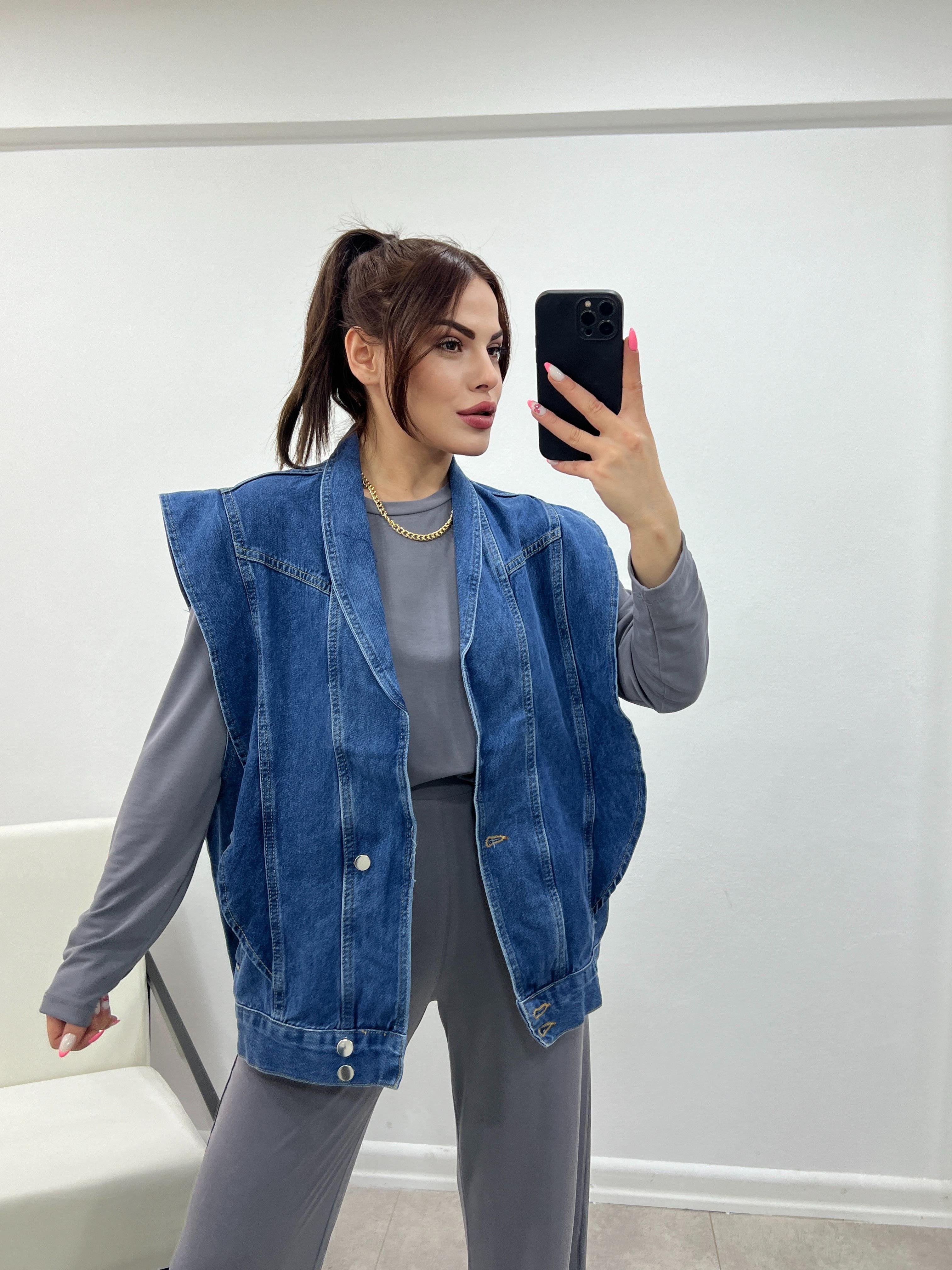 VİNTEGE DENİM  YELEK